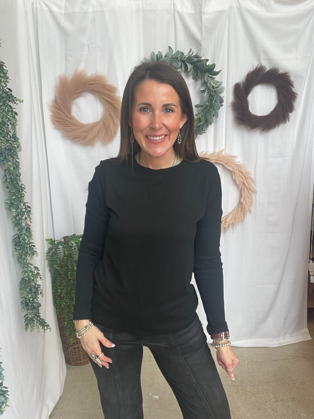 Betty Crew Long Sleeve Top-Black-Long Sleeve Tops-staccato-The Silo Boutique, Women's Fashion Boutique Located in Warren and Grand Forks North Dakota
