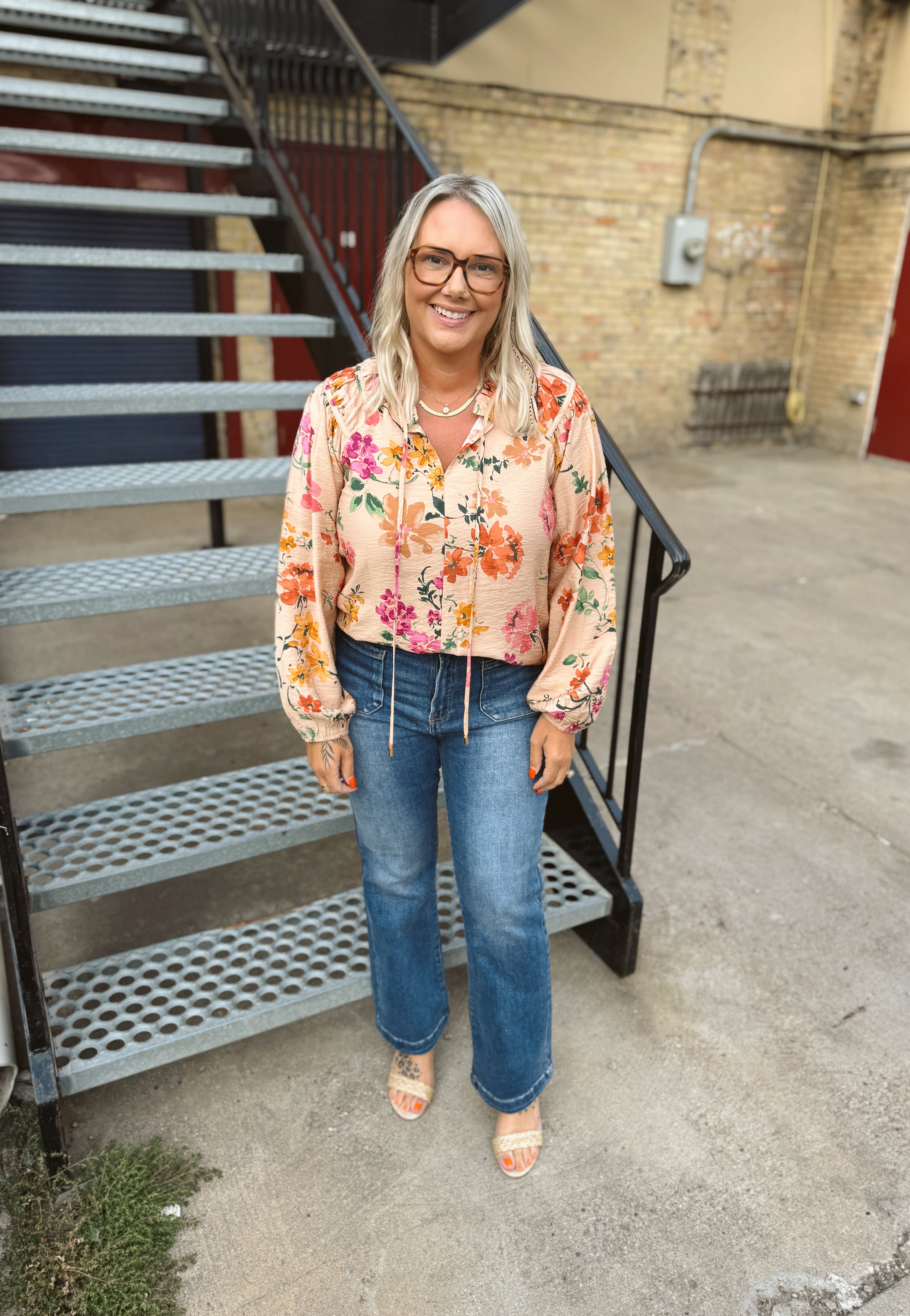 Taupe Multi Long Sleeve Top-Final Sale-Long Sleeve Tops-oddi-The Silo Boutique, Women's Fashion Boutique Located in Warren and Grand Forks North Dakota