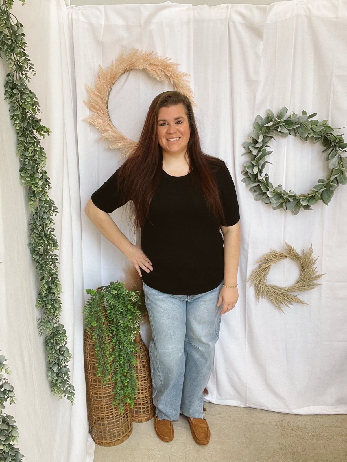 Be Cool Plus Crew Short Sleeve Top-Black-Long Sleeve Tops-be cool-The Silo Boutique, Women's Fashion Boutique Located in Warren and Grand Forks North Dakota