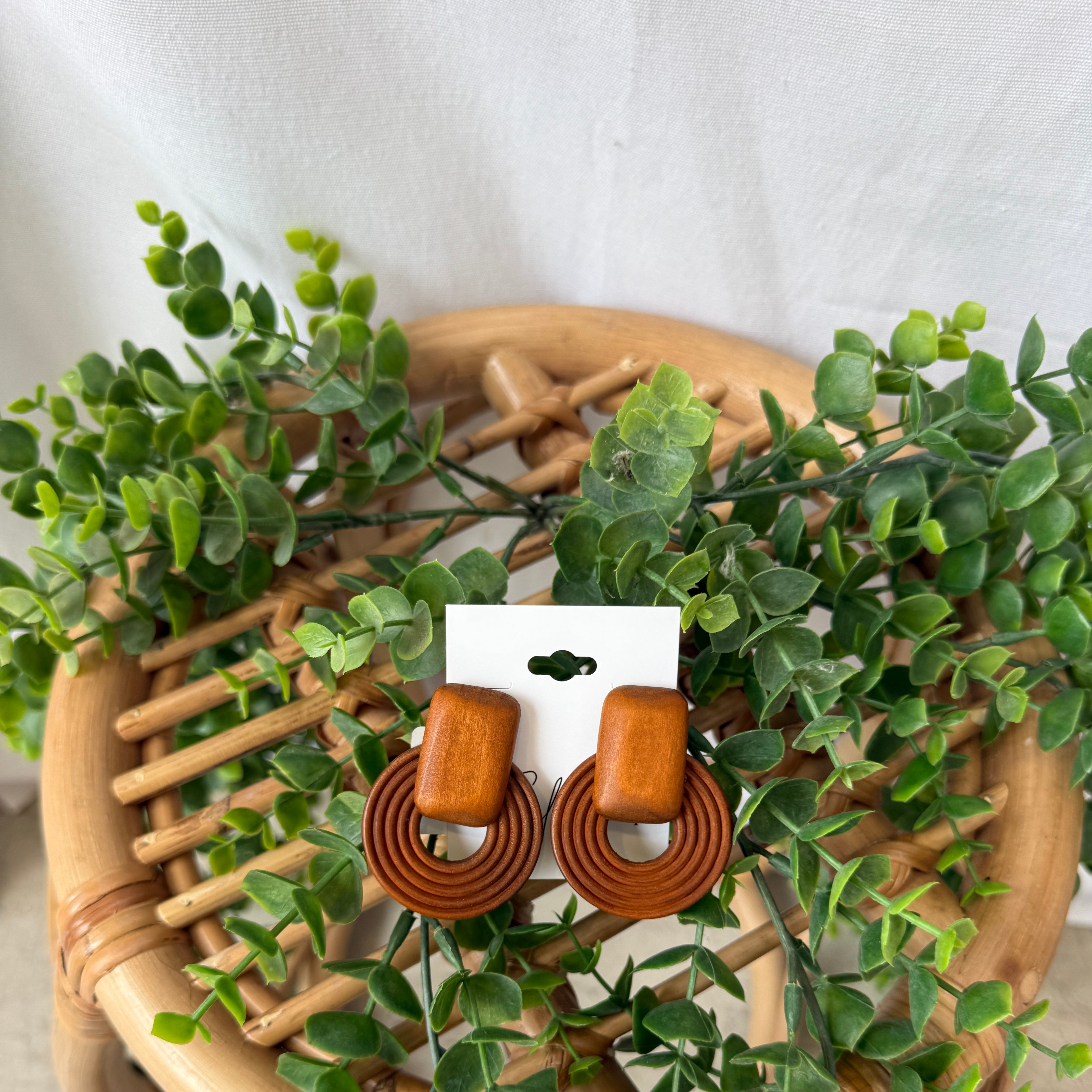 Cognac Wood Earrings-Earrings-fame-The Silo Boutique, Women's Fashion Boutique Located in Warren and Grand Forks North Dakota
