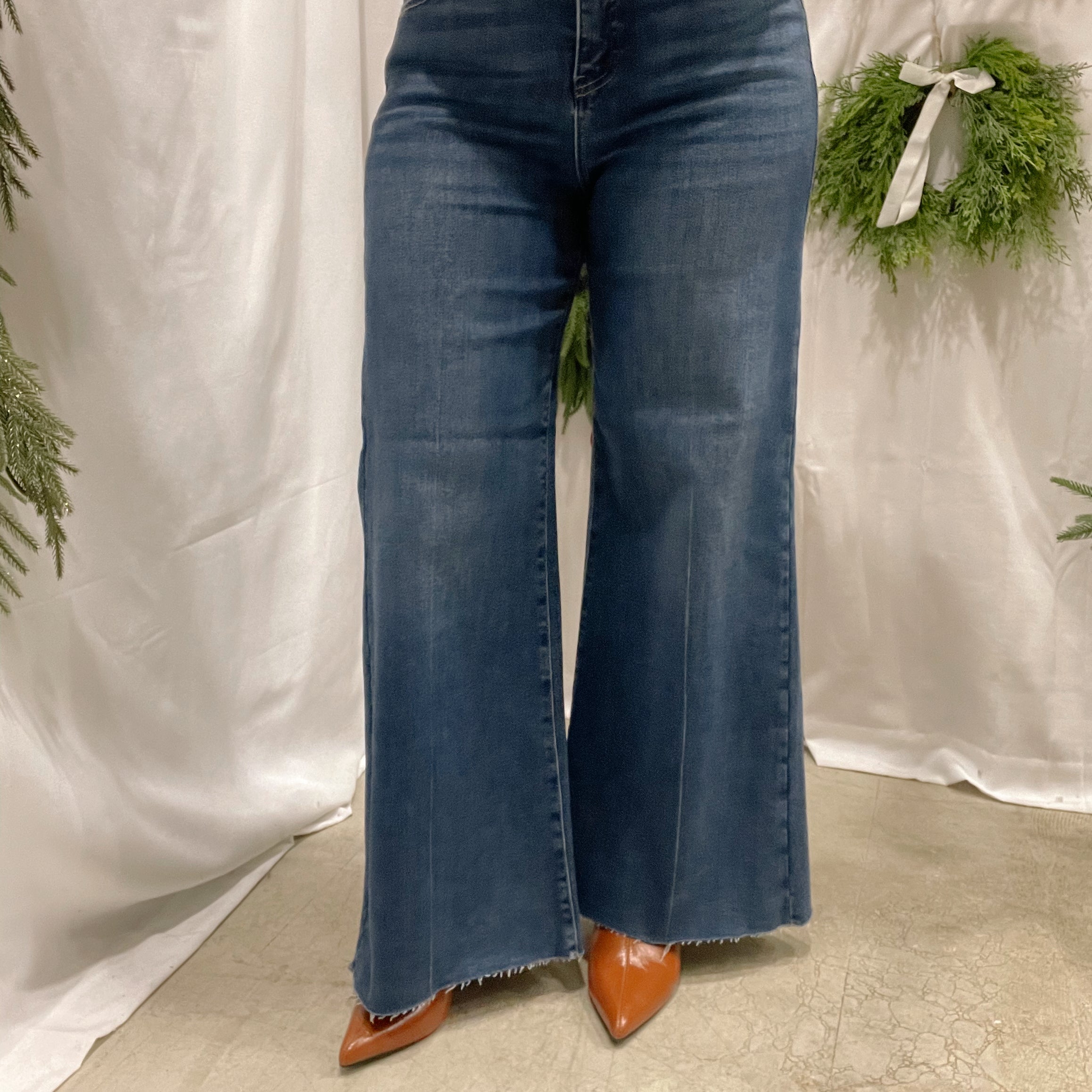 Risen Wide Leg Palazzo Jeans-Jeans-risen-The Silo Boutique, Women's Fashion Boutique Located in Warren and Grand Forks North Dakota
