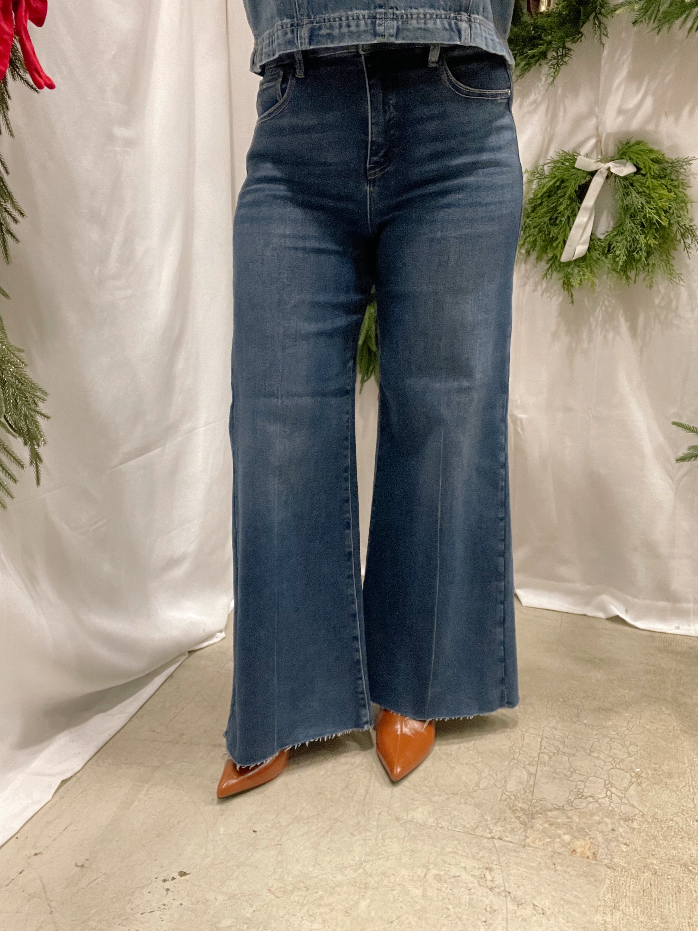 Risen Wide Leg Palazzo Jeans-Jeans-risen-The Silo Boutique, Women's Fashion Boutique Located in Warren and Grand Forks North Dakota