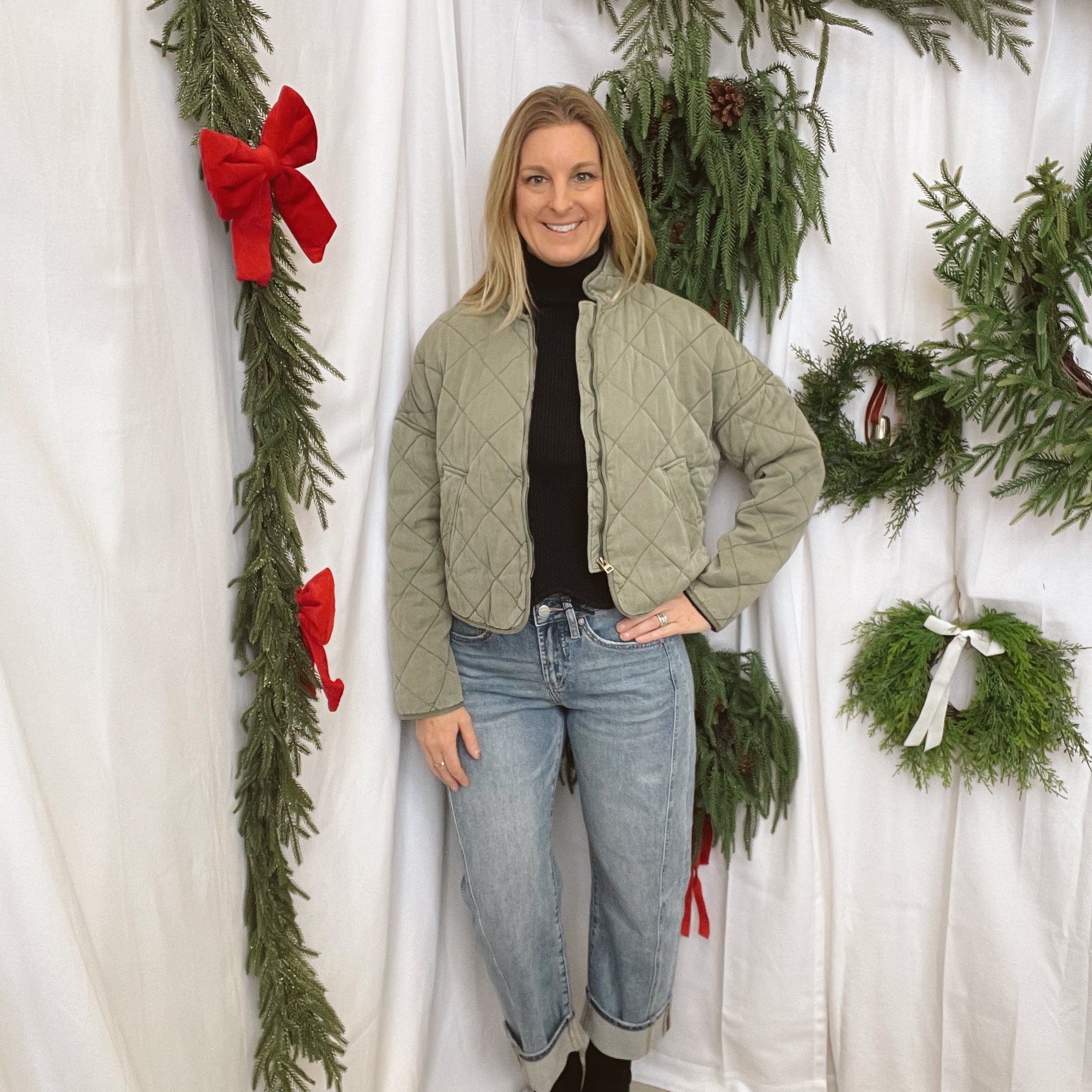 Be Cool Quilted Jacket-Olive-Coats & Jackets-be cool-The Silo Boutique, Women's Fashion Boutique Located in Warren and Grand Forks North Dakota