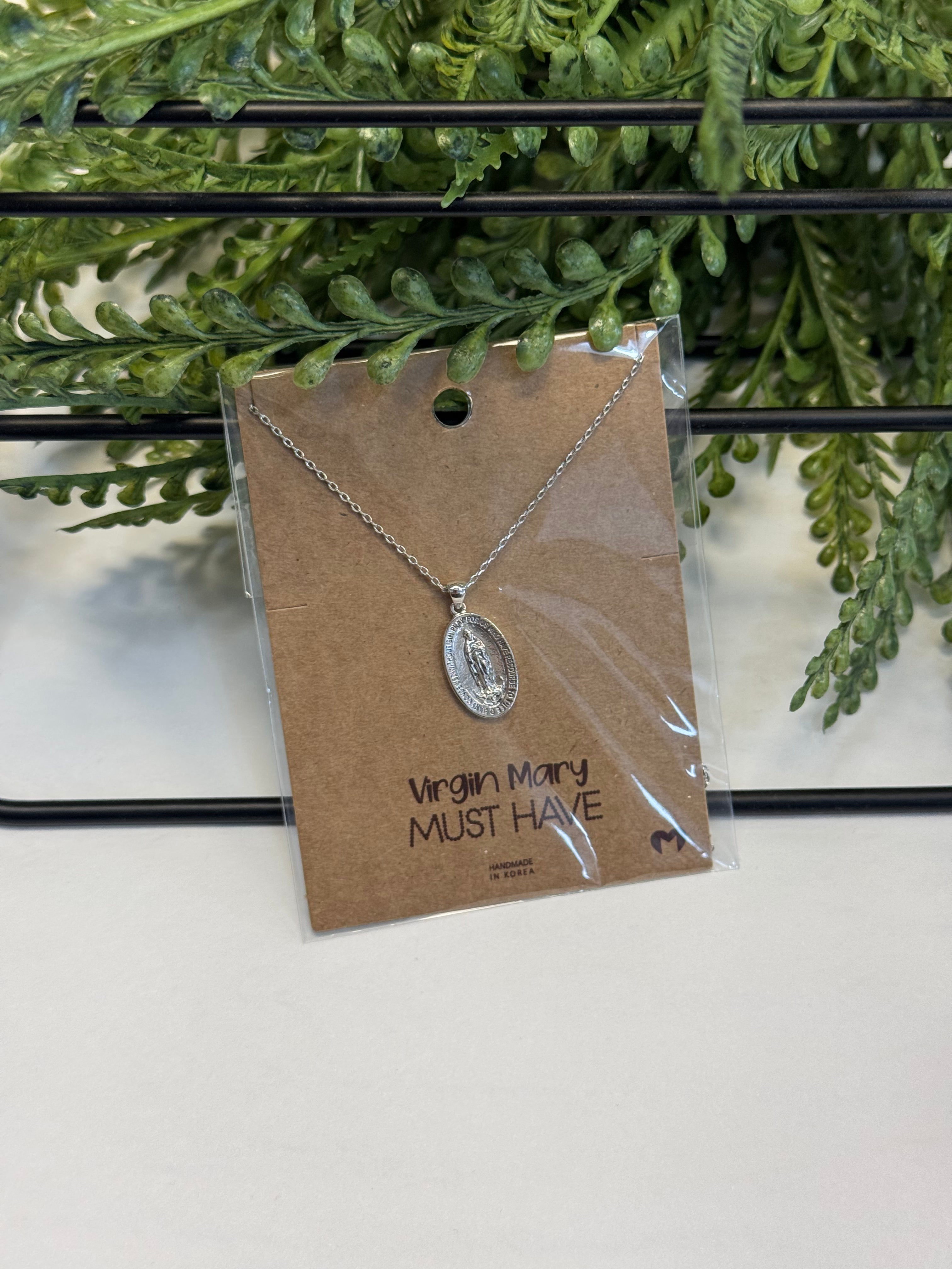 Virgin Mary Necklace-Silver-Necklaces-Fame-The Silo Boutique, Women's Fashion Boutique Located in Warren and Grand Forks North Dakota