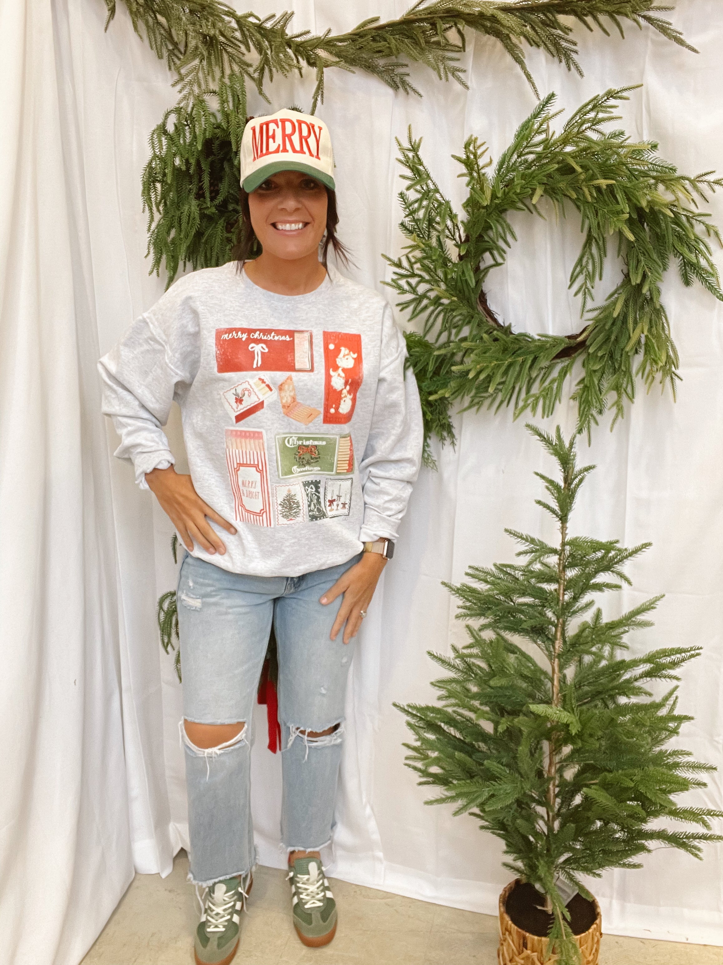 Christmas Match Box Sweatshirt-Graphic Tees-claudia-The Silo Boutique, Women's Fashion Boutique Located in Warren and Grand Forks North Dakota
