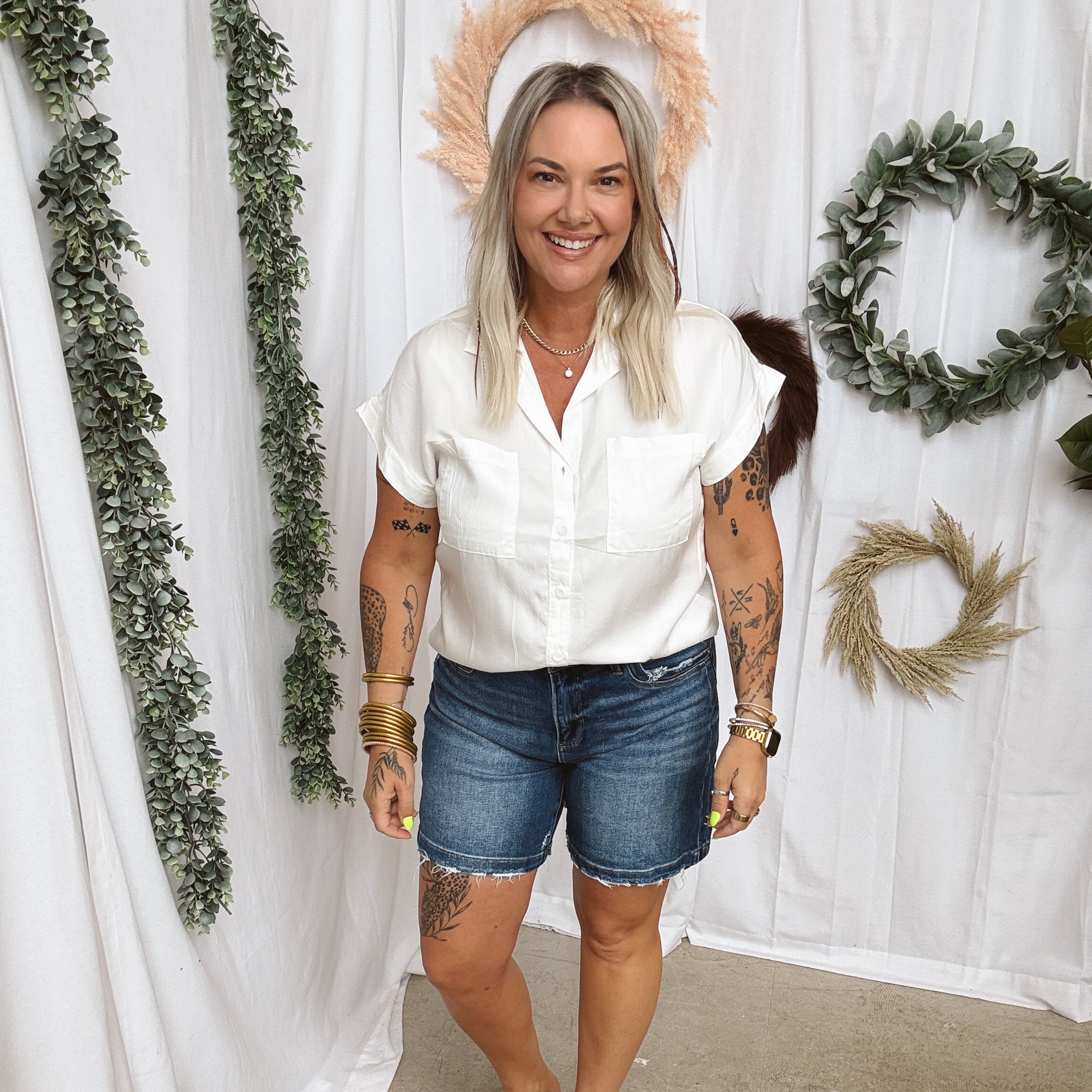 Cool Tencel Top-White-Short Sleeve Tops-be cool-The Silo Boutique, Women's Fashion Boutique Located in Warren and Grand Forks North Dakota