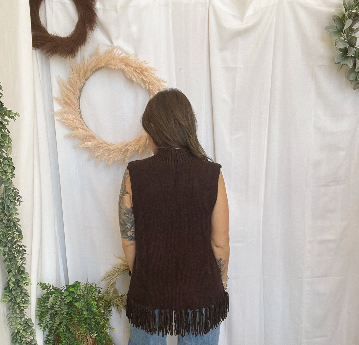 Felicia Fringe Sweater Vest-Brown-Vests-hyfve-The Silo Boutique, Women's Fashion Boutique Located in Warren and Grand Forks North Dakota