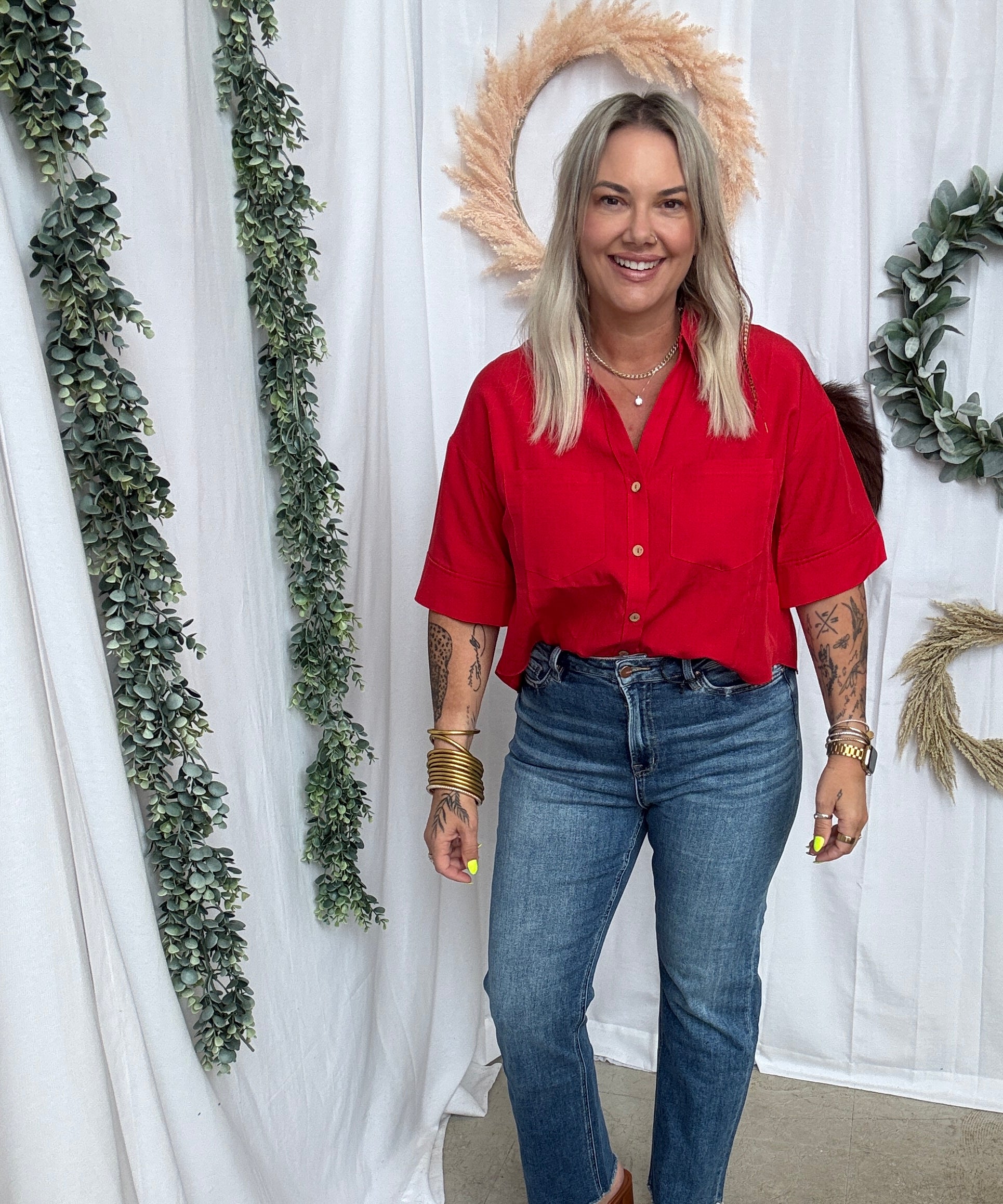 Mica Medium Blue Straight Leg Jeans-Jeans-mica-The Silo Boutique, Women's Fashion Boutique Located in Warren and Grand Forks North Dakota