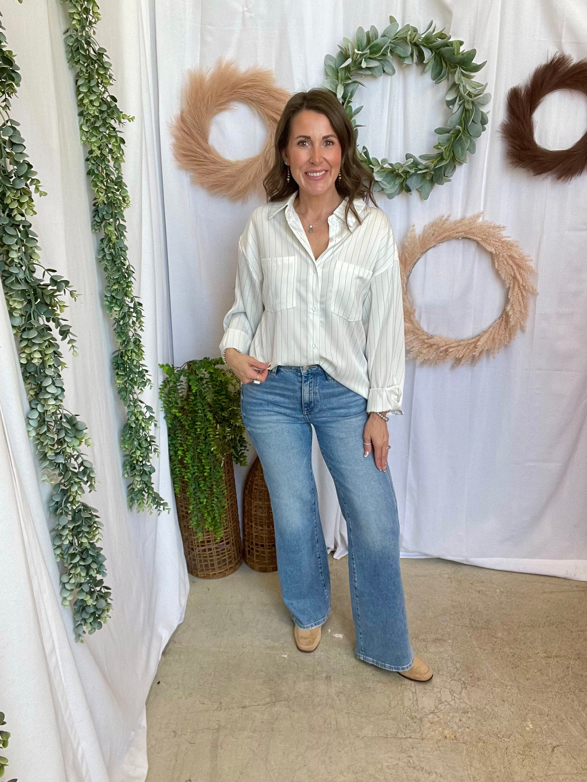 Nicole Button Down Top-White-Long Sleeve Tops-hyfve-The Silo Boutique, Women's Fashion Boutique Located in Warren and Grand Forks North Dakota