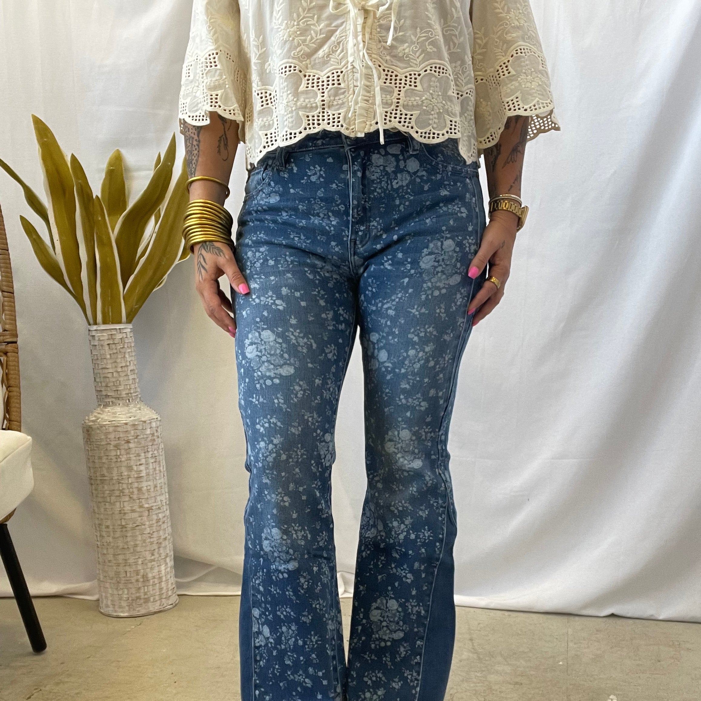 Kancan Floral Flare Jeans-Final Sale-Jeans-Kancan-The Silo Boutique, Women's Fashion Boutique Located in Warren and Grand Forks North Dakota