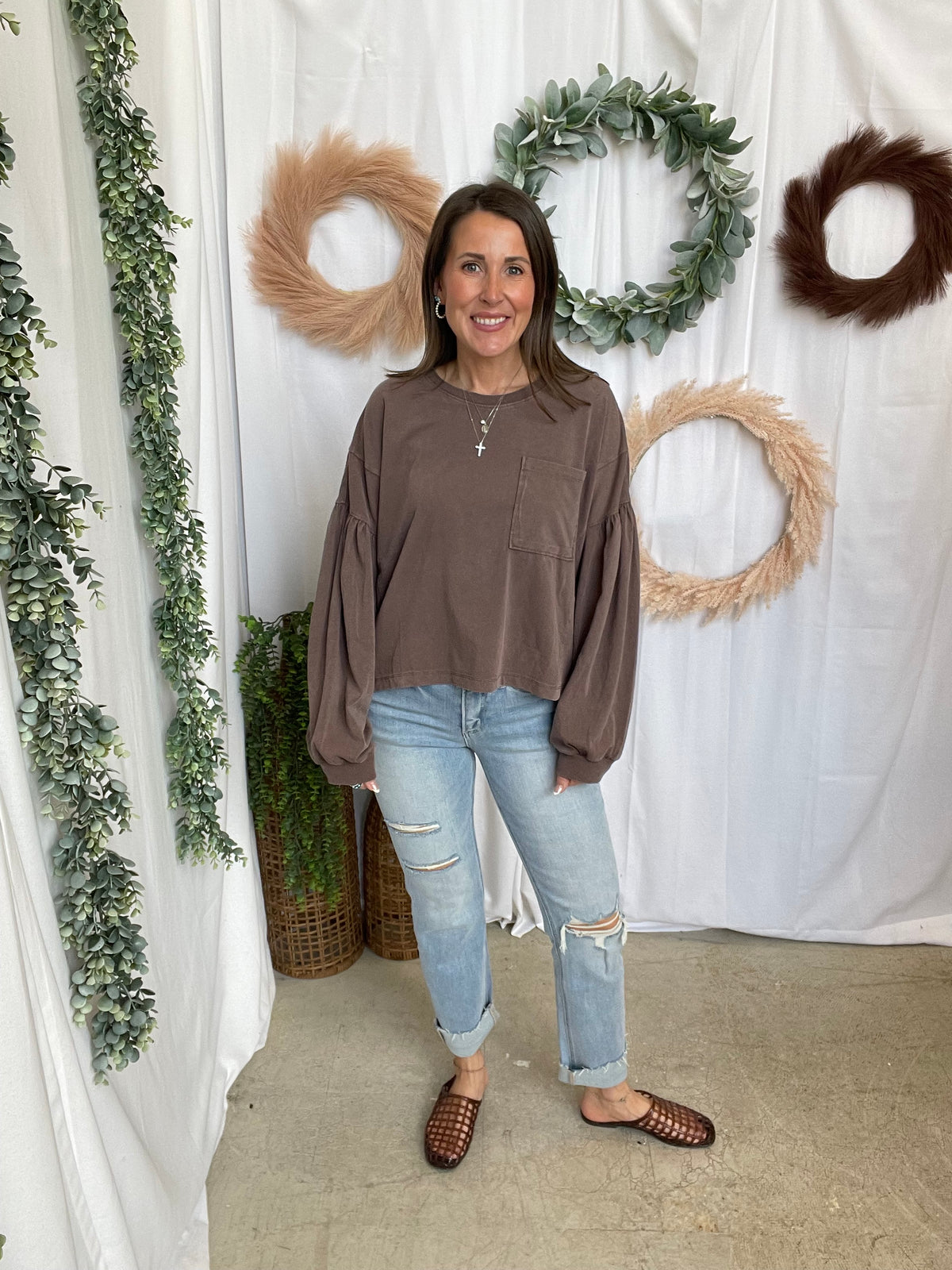 Max Mineral Long Sleeve Top-Brown-Sweaters-hyfve-The Silo Boutique, Women's Fashion Boutique Located in Warren and Grand Forks North Dakota