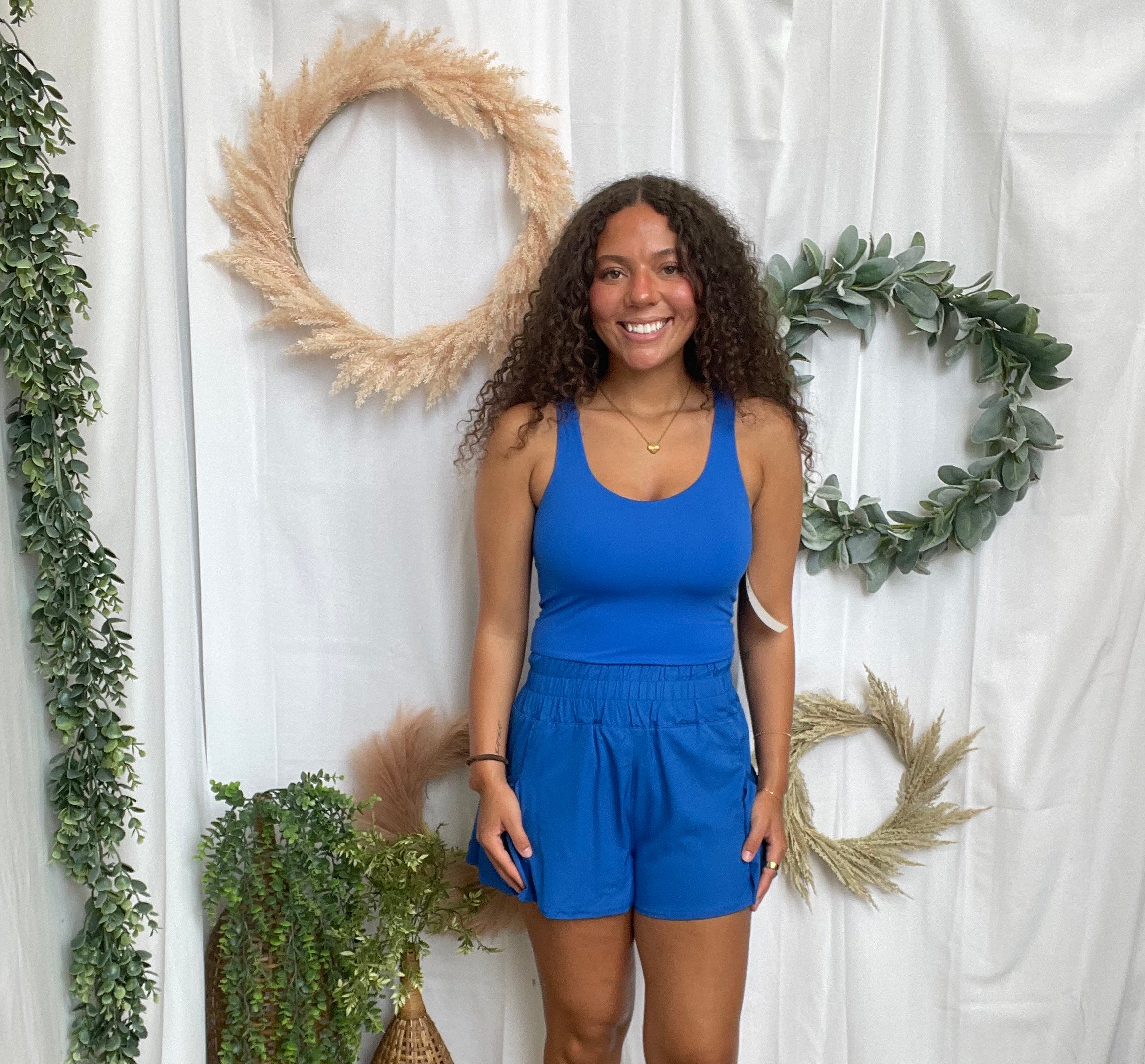 Flounce and Flow Romper-Royal-Jumpsuits & Rompers-mono b-The Silo Boutique, Women's Fashion Boutique Located in Warren and Grand Forks North Dakota