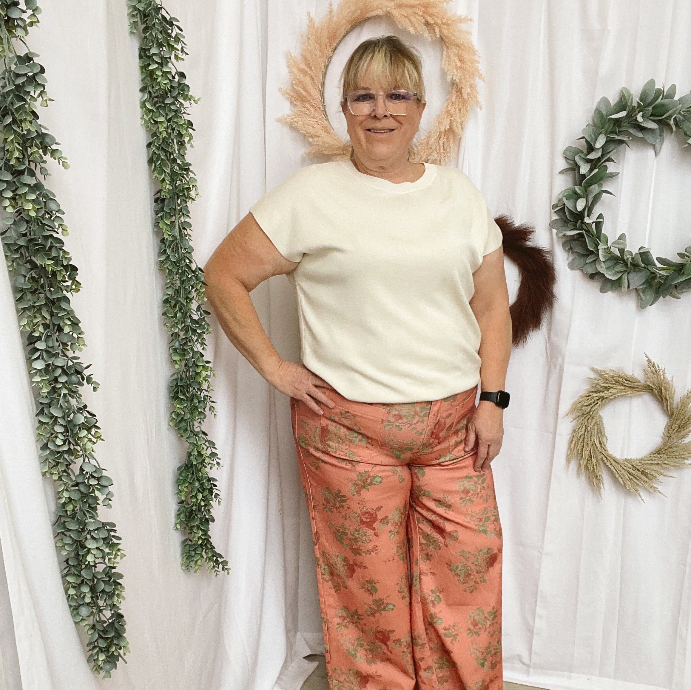 Sadie Floral Pants-Pink-Final Sale-Pants-entro-The Silo Boutique, Women's Fashion Boutique Located in Warren and Grand Forks North Dakota