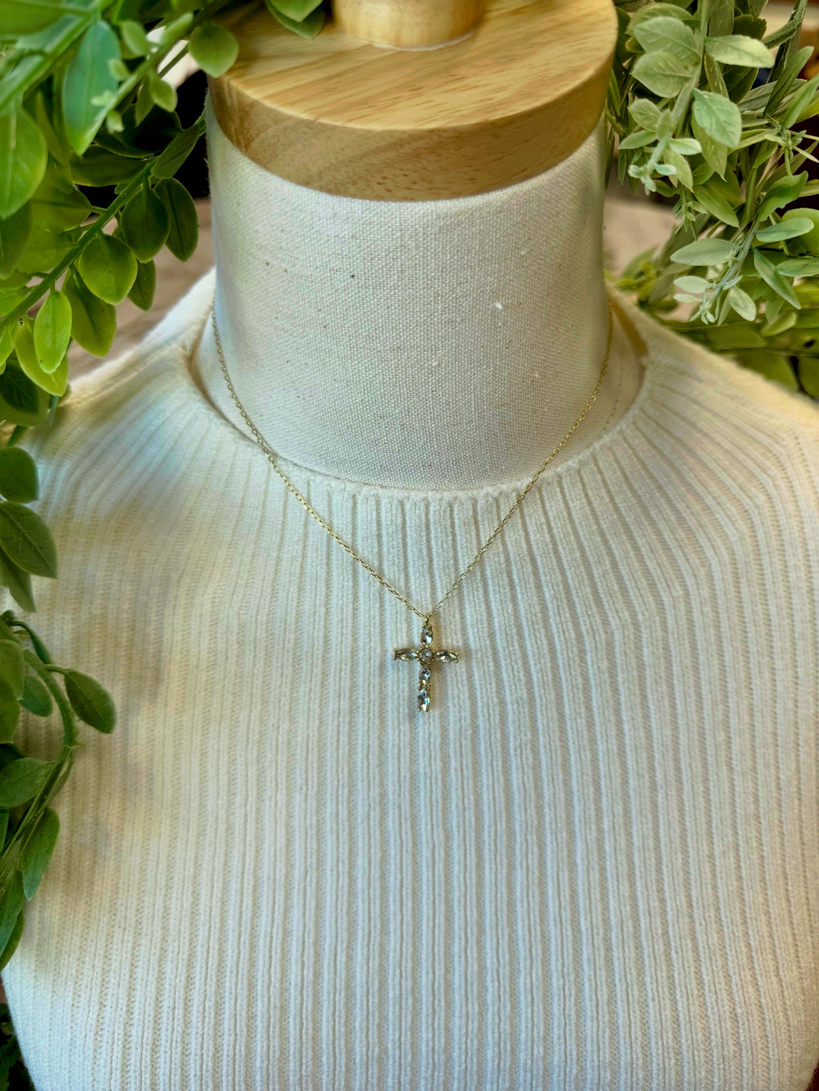 Kenze Cross Gem Necklace-Necklaces-kenze-The Silo Boutique, Women's Fashion Boutique Located in Warren and Grand Forks North Dakota