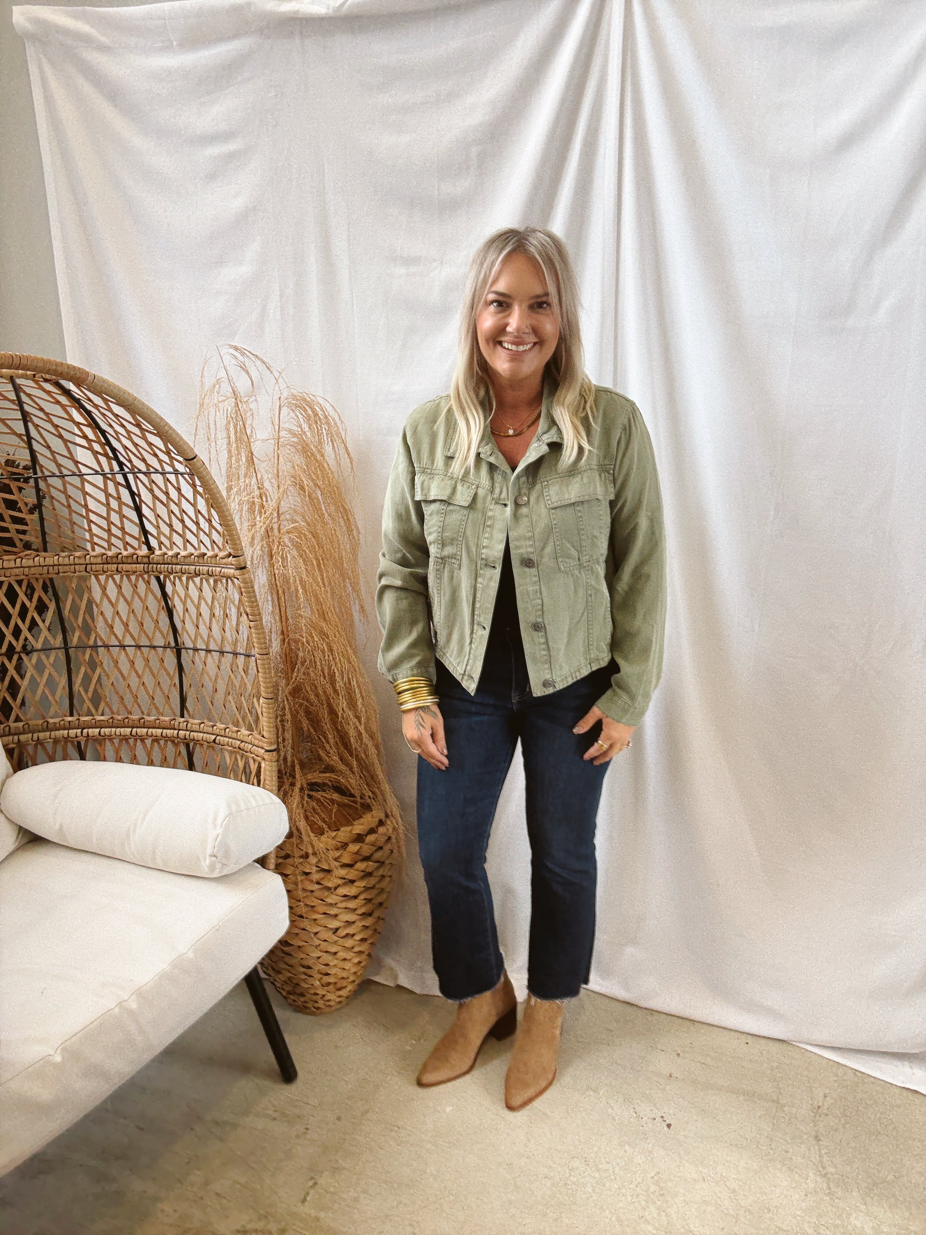 Tencil Blend Jacket-Olive-Coats & Jackets-be cool-The Silo Boutique, Women's Fashion Boutique Located in Warren and Grand Forks North Dakota