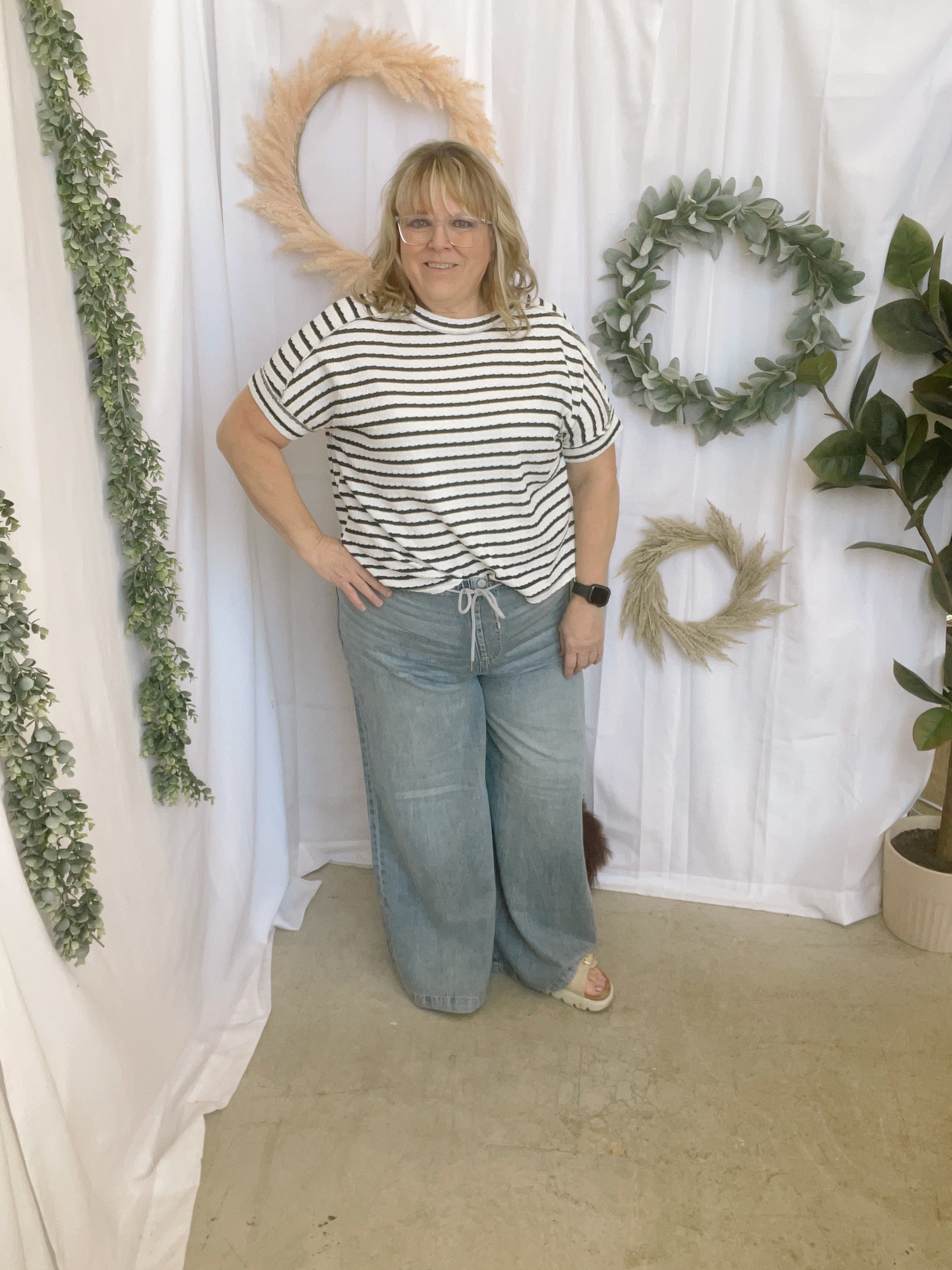 Robi Striped Tee-Black-Short Sleeve Tops-Zenana-The Silo Boutique, Women's Fashion Boutique Located in Warren and Grand Forks North Dakota