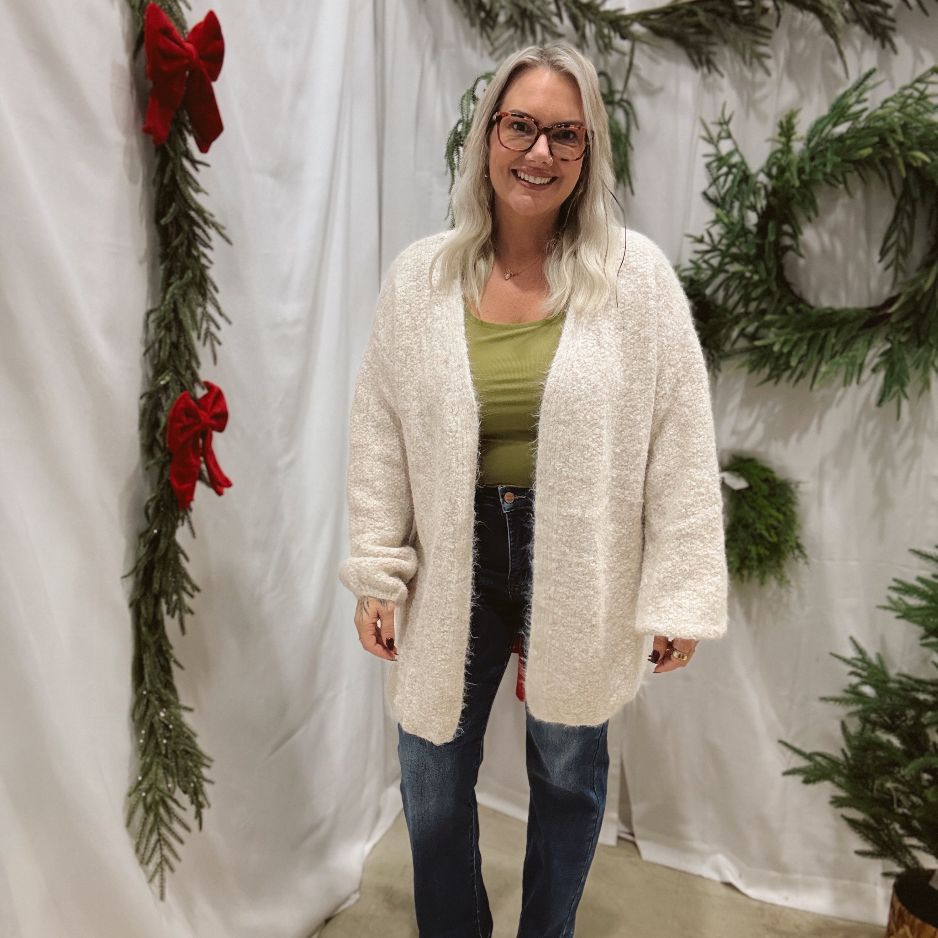 Oatmeal Brushed Sweater Cardigan-Cardigans-wishlist-The Silo Boutique, Women's Fashion Boutique Located in Warren and Grand Forks North Dakota