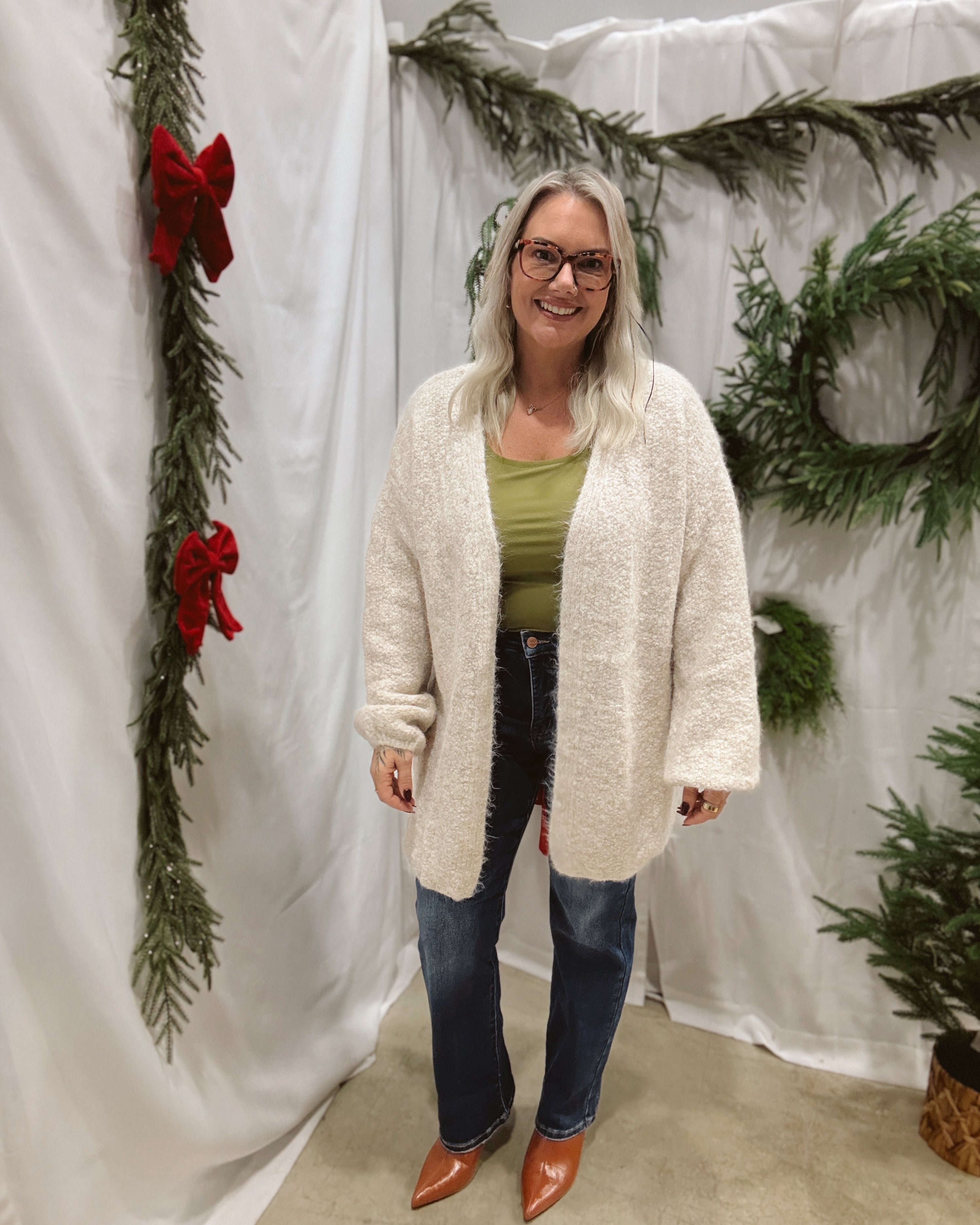 Oatmeal Brushed Sweater Cardigan-Cardigans-wishlist-The Silo Boutique, Women's Fashion Boutique Located in Warren and Grand Forks North Dakota