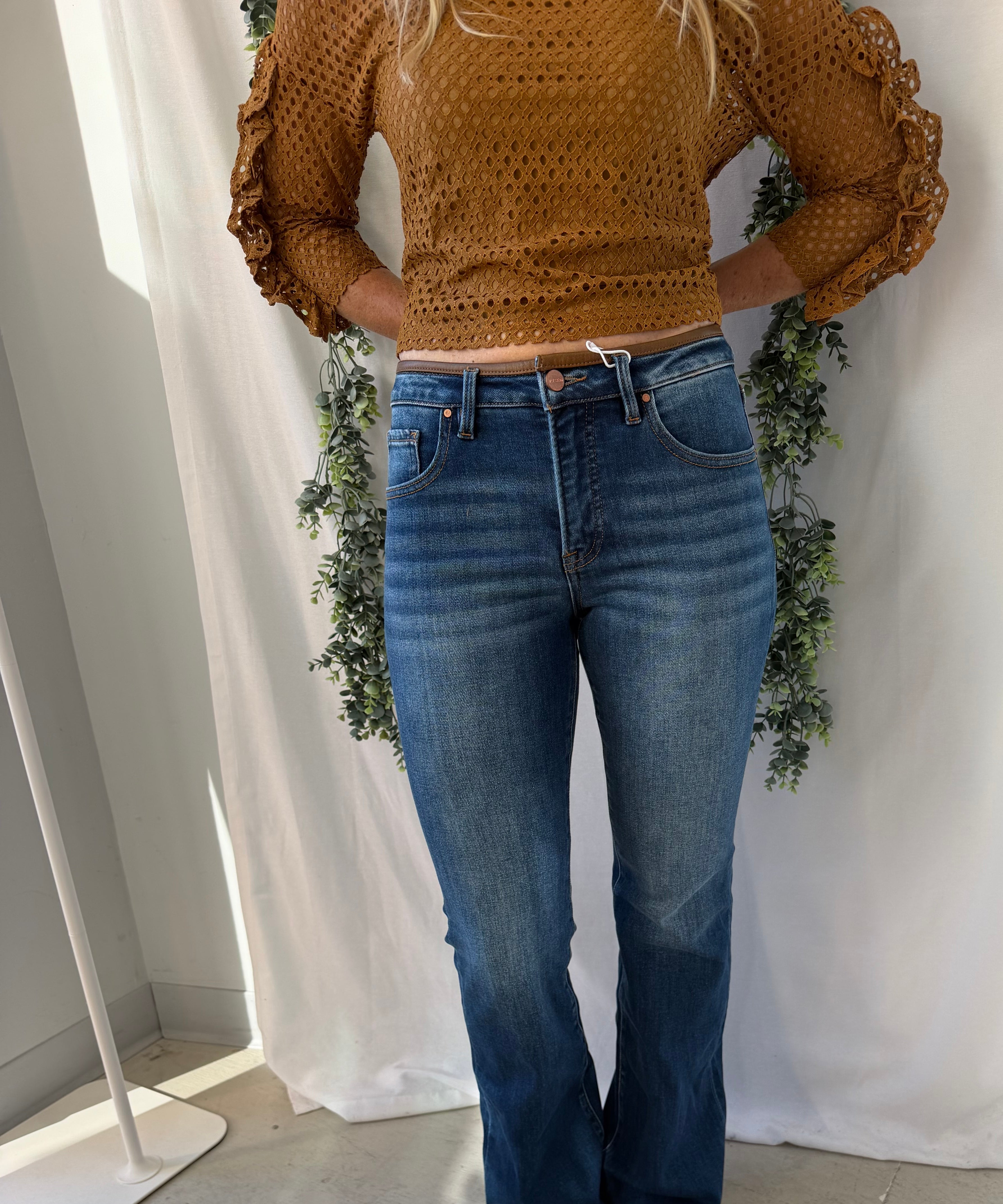 Risen Kenzie Leather Trim Jeans-Jeans-risen-The Silo Boutique, Women's Fashion Boutique Located in Warren and Grand Forks North Dakota