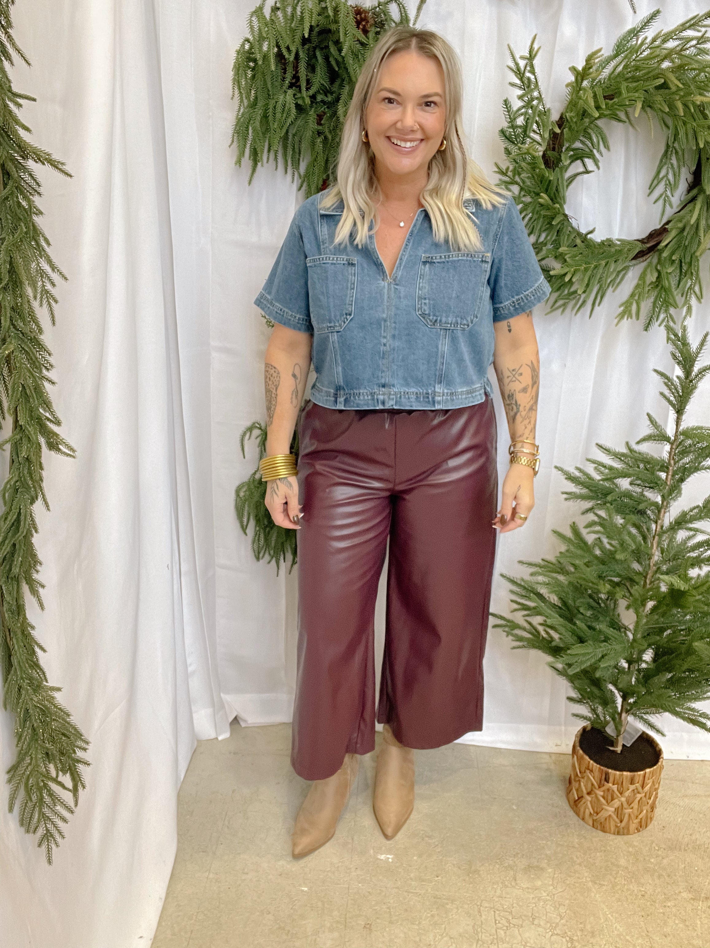 Denim Boxy Top-Short Sleeve Tops-hem and thread-The Silo Boutique, Women's Fashion Boutique Located in Warren and Grand Forks North Dakota