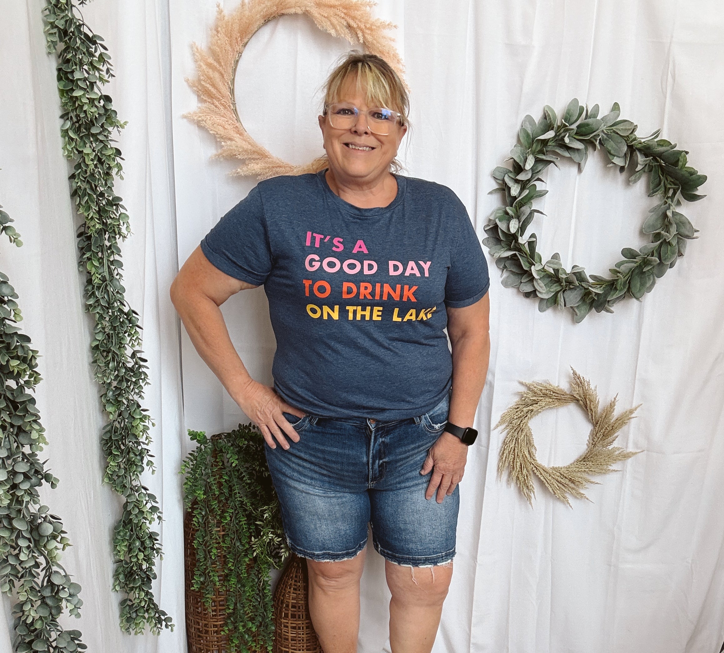 Drink On the Lake Tee-Navy-Graphic Tees-panache-The Silo Boutique, Women's Fashion Boutique Located in Warren and Grand Forks North Dakota