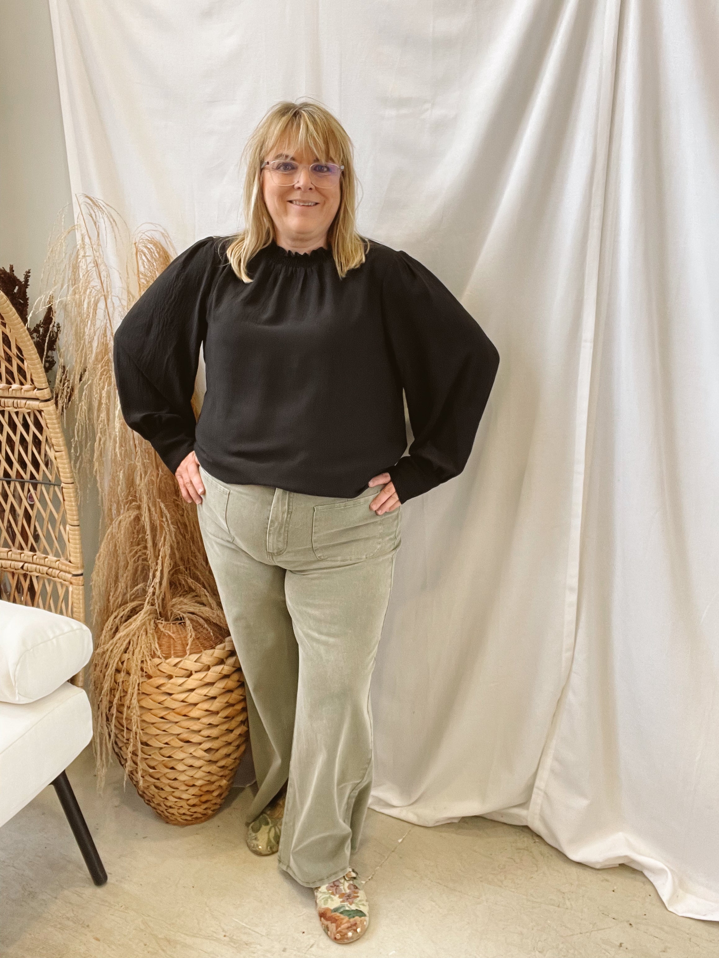 Long Sleeve Airflow Blouse-Black-Long Sleeve Tops-oddi-The Silo Boutique, Women's Fashion Boutique Located in Warren and Grand Forks North Dakota