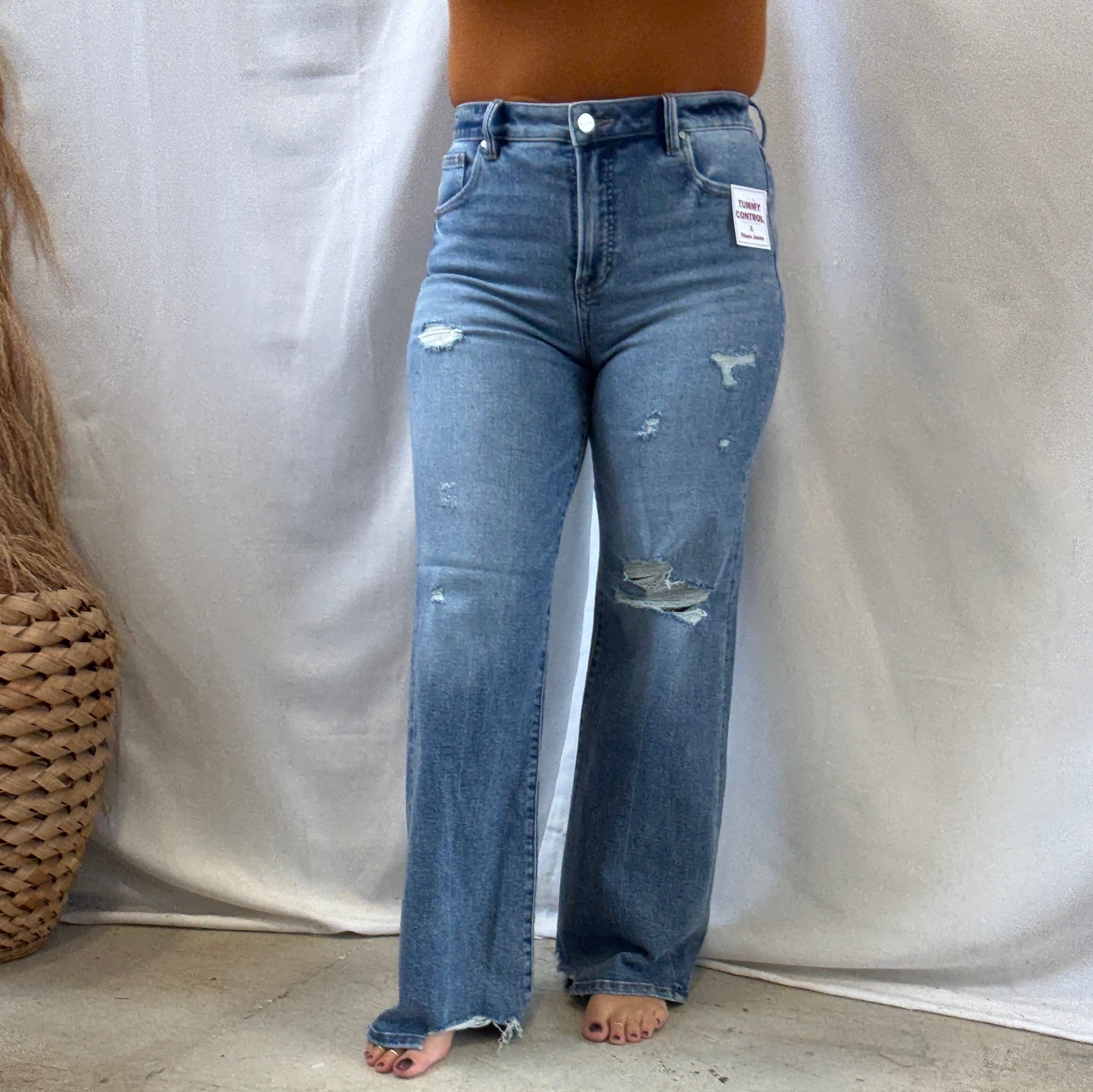 Risen Medium Wash Wide Leg Jeans-Jeans-risen-The Silo Boutique, Women's Fashion Boutique Located in Warren and Grand Forks North Dakota