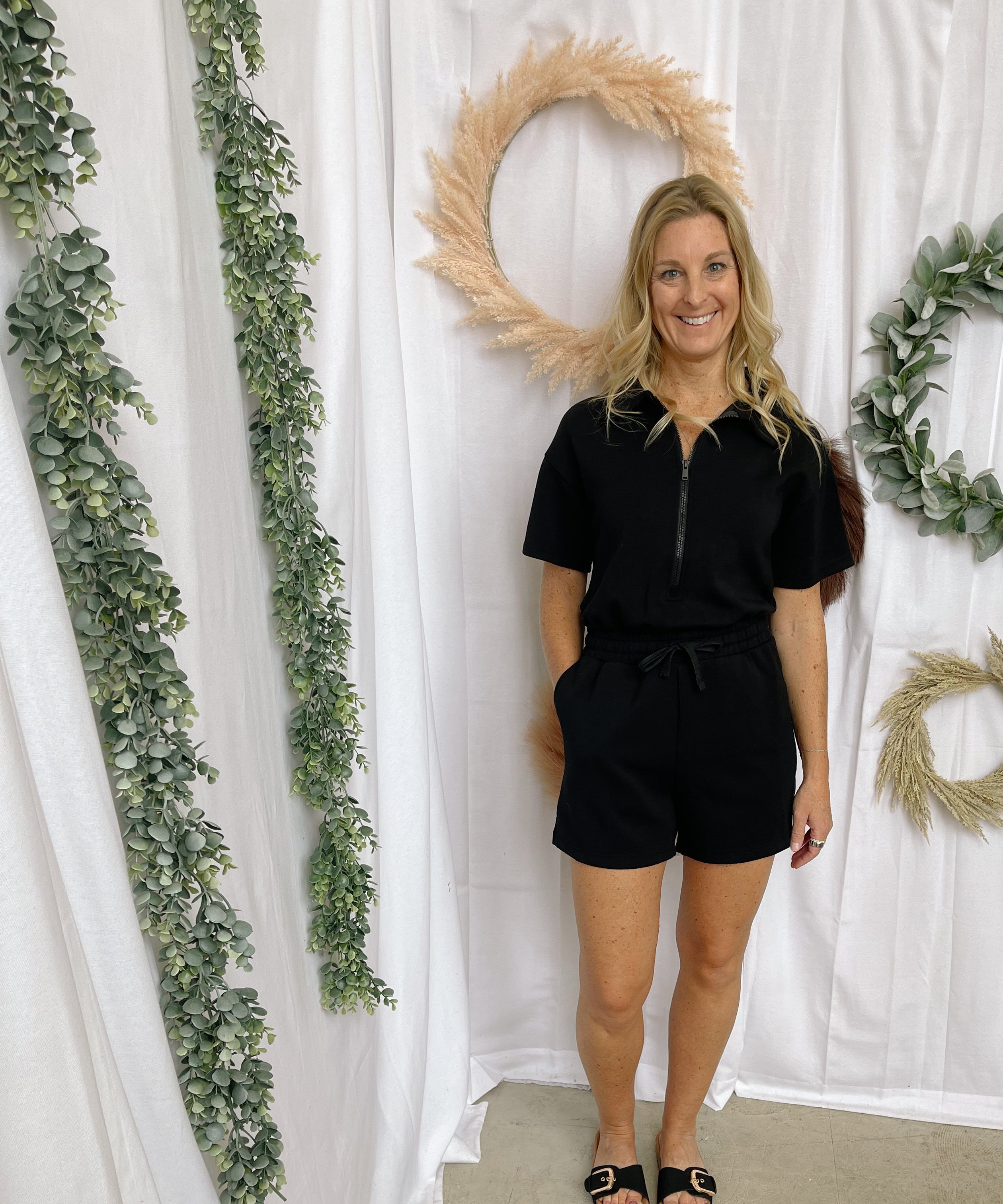 Rae Lux Romper-Black-Jumpsuits & Rompers-rae mode-The Silo Boutique, Women's Fashion Boutique Located in Warren and Grand Forks North Dakota
