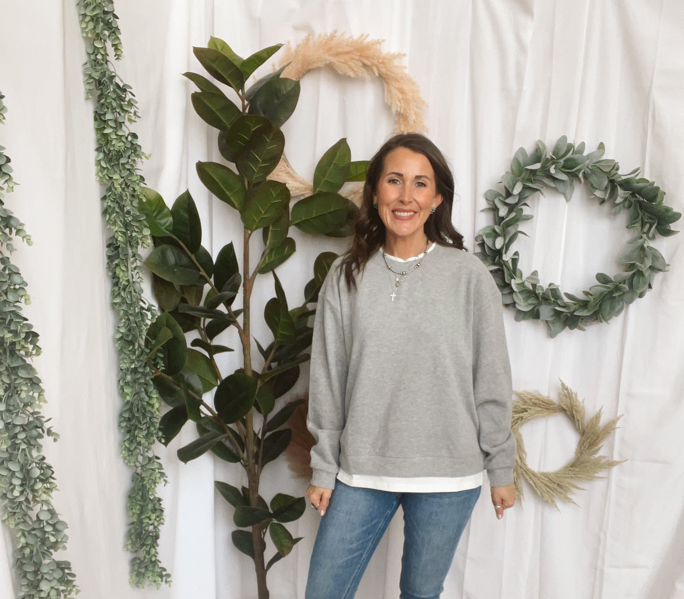 Always On Grey Crew Shirt-Long Sleeve Tops-by together-The Silo Boutique, Women's Fashion Boutique Located in Warren and Grand Forks North Dakota