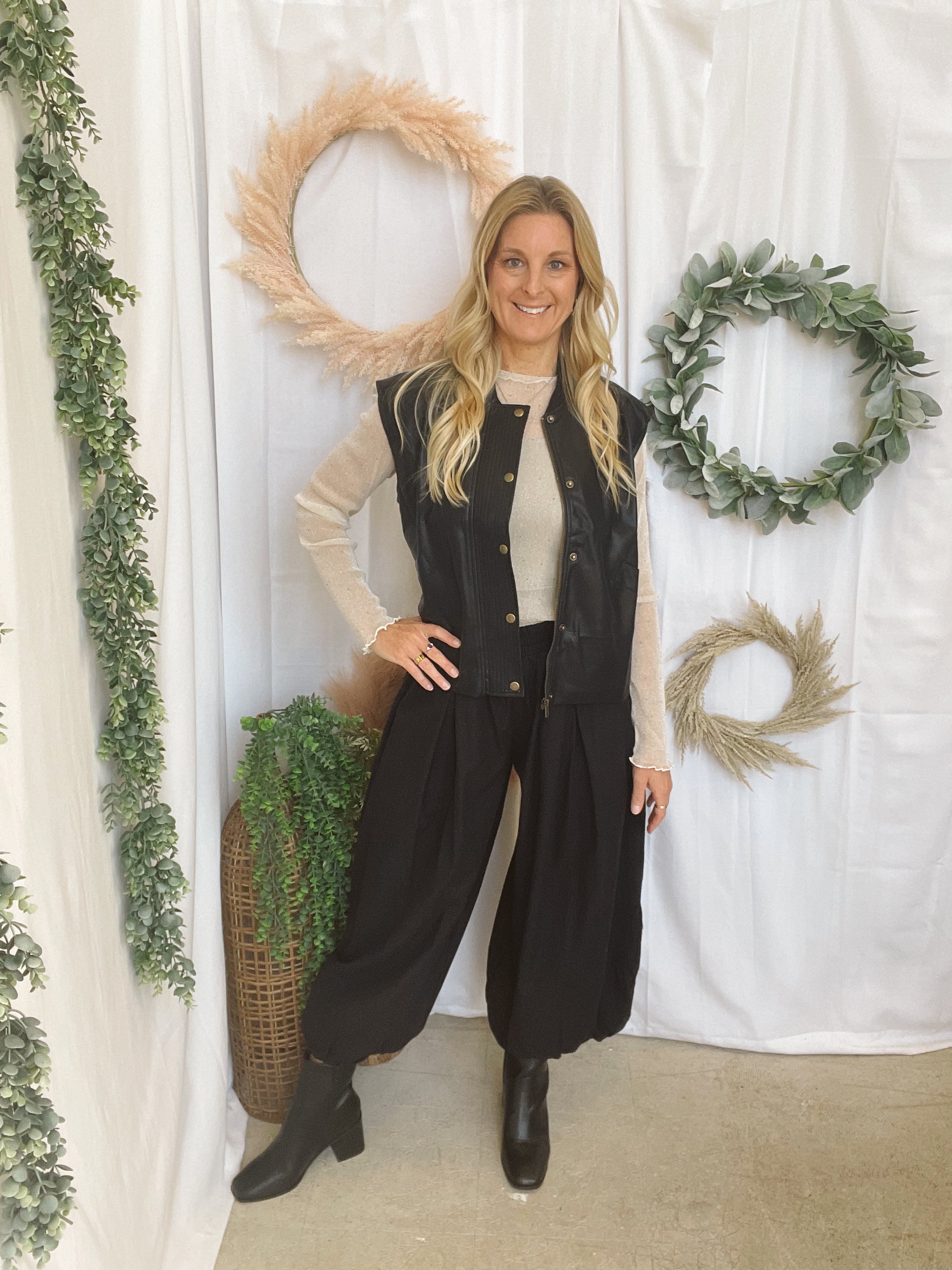 Muse Faux Leather Vest-Black-Vests-miou muse-The Silo Boutique, Women's Fashion Boutique Located in Warren and Grand Forks North Dakota
