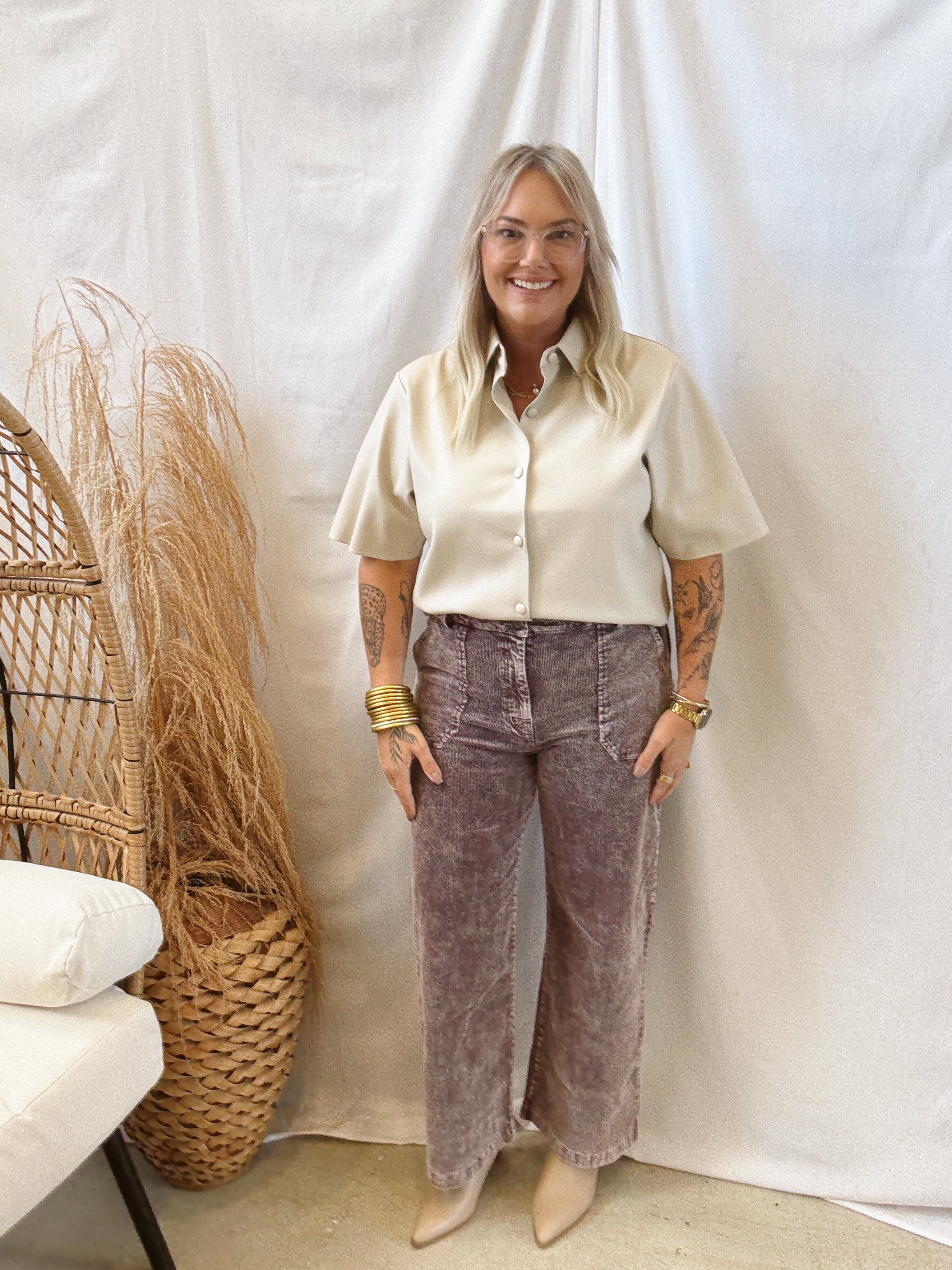 Washed Choco Corduroy Trouser Pants-Pants-mystree-The Silo Boutique, Women's Fashion Boutique Located in Warren and Grand Forks North Dakota