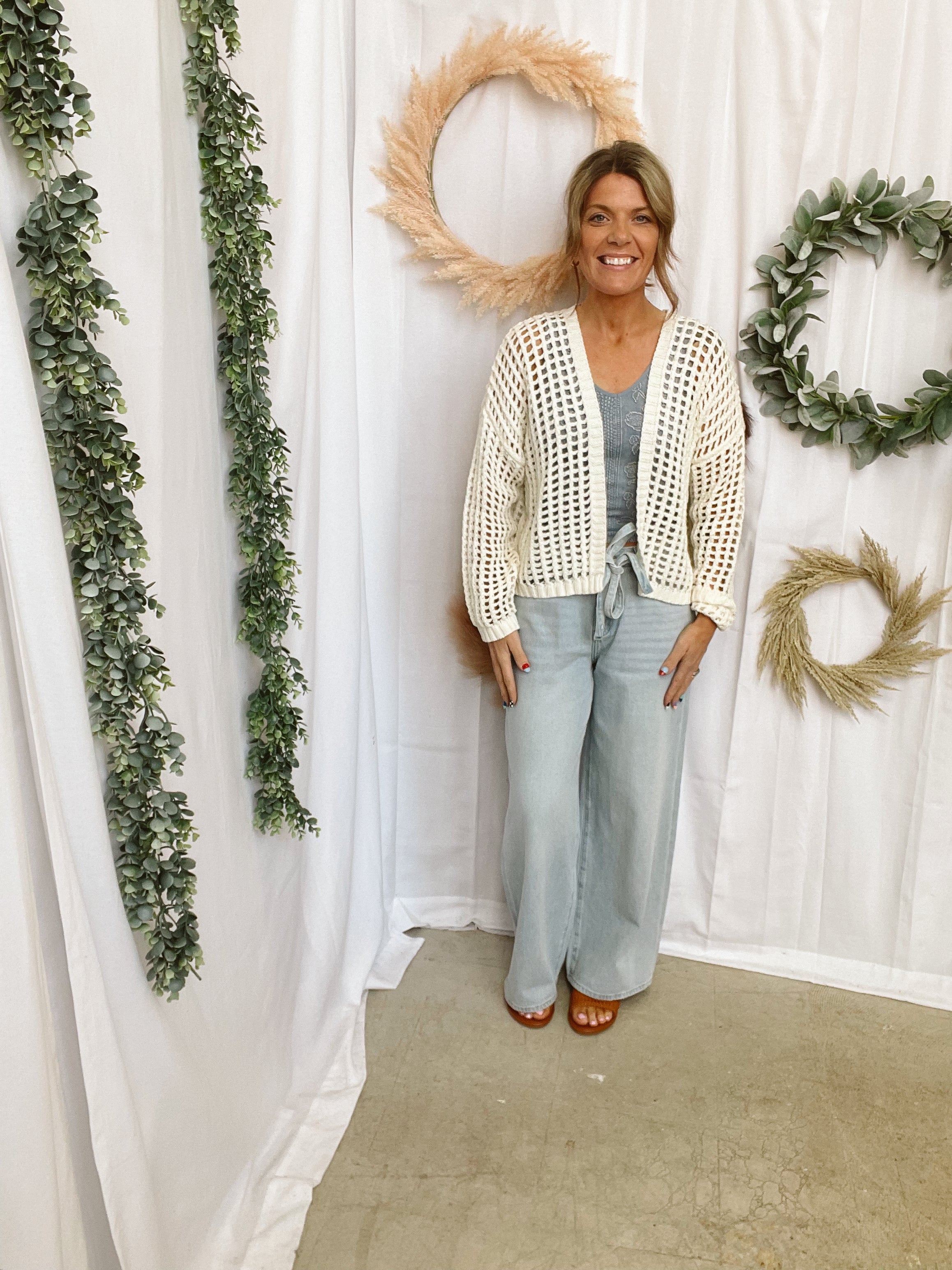Rae Crochet Cardigan-Off White-Cardigans-Doe and Rae-The Silo Boutique, Women's Fashion Boutique Located in Warren and Grand Forks North Dakota
