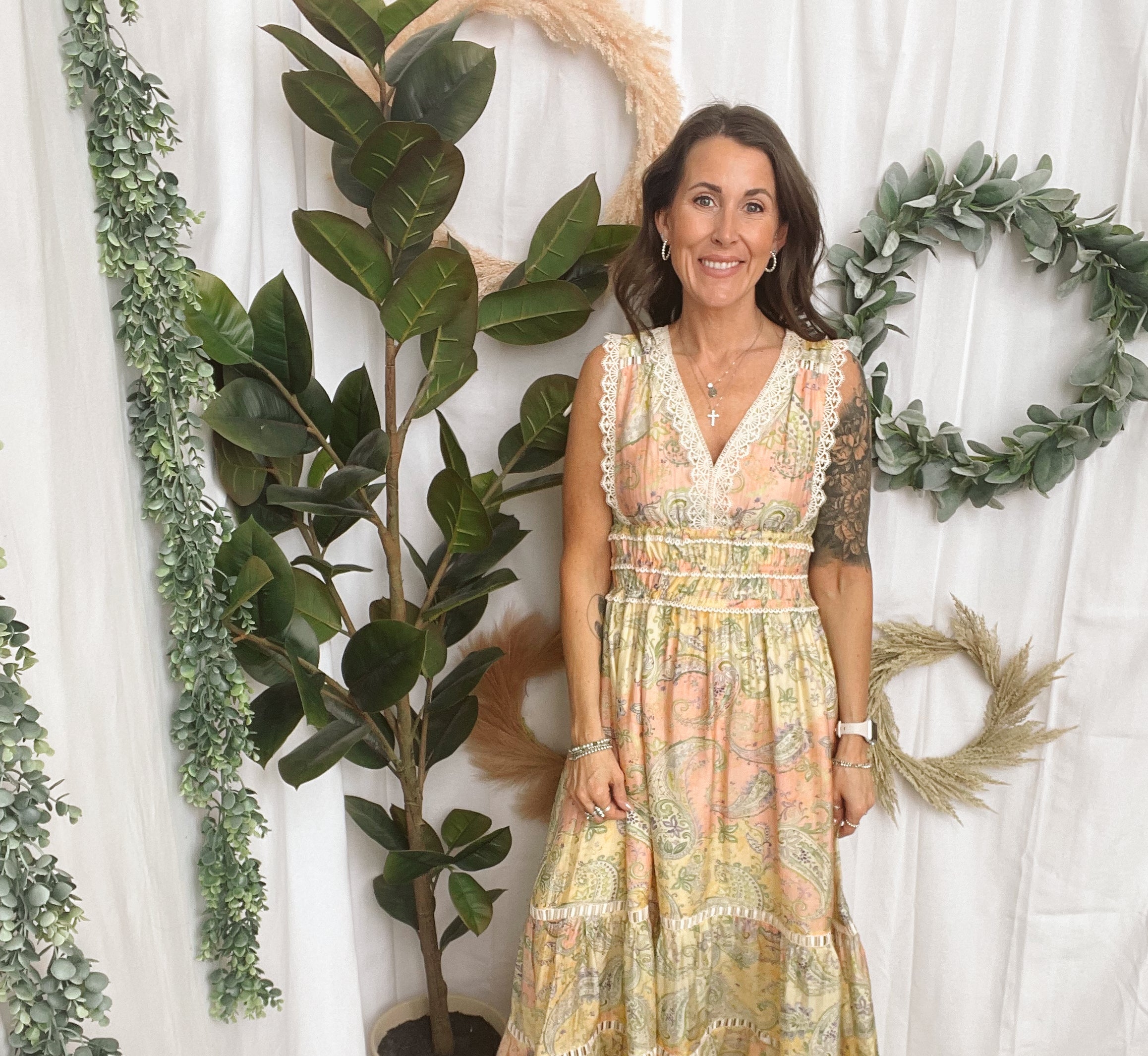 Yellow Multi Print Maxi Dress-Dresses-skies are blue-The Silo Boutique, Women's Fashion Boutique Located in Warren and Grand Forks North Dakota