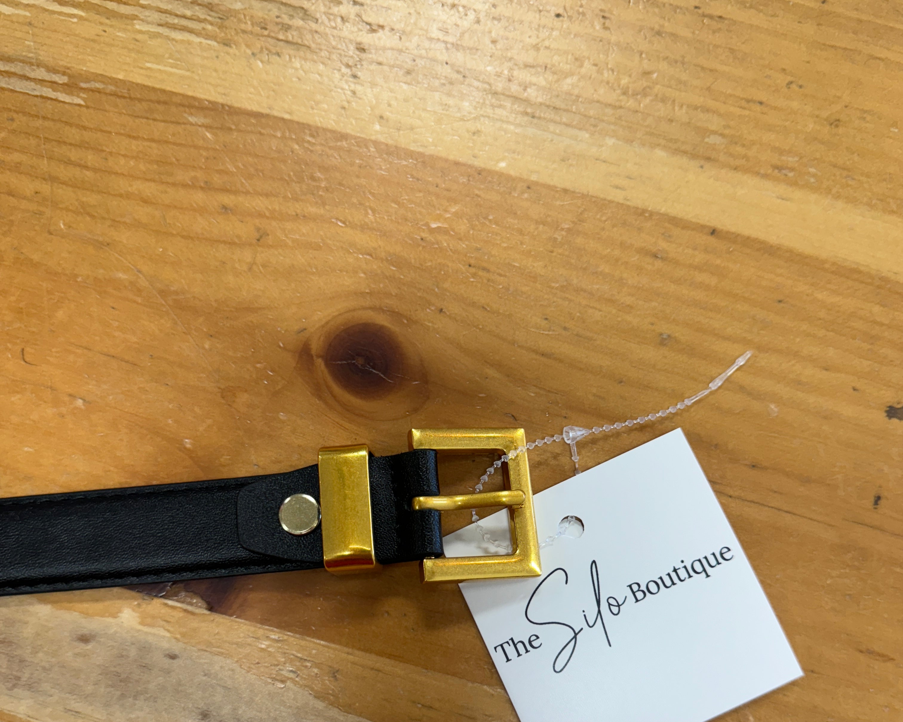 Black Square Leather Belt-Belts-Fame-The Silo Boutique, Women's Fashion Boutique Located in Warren and Grand Forks North Dakota