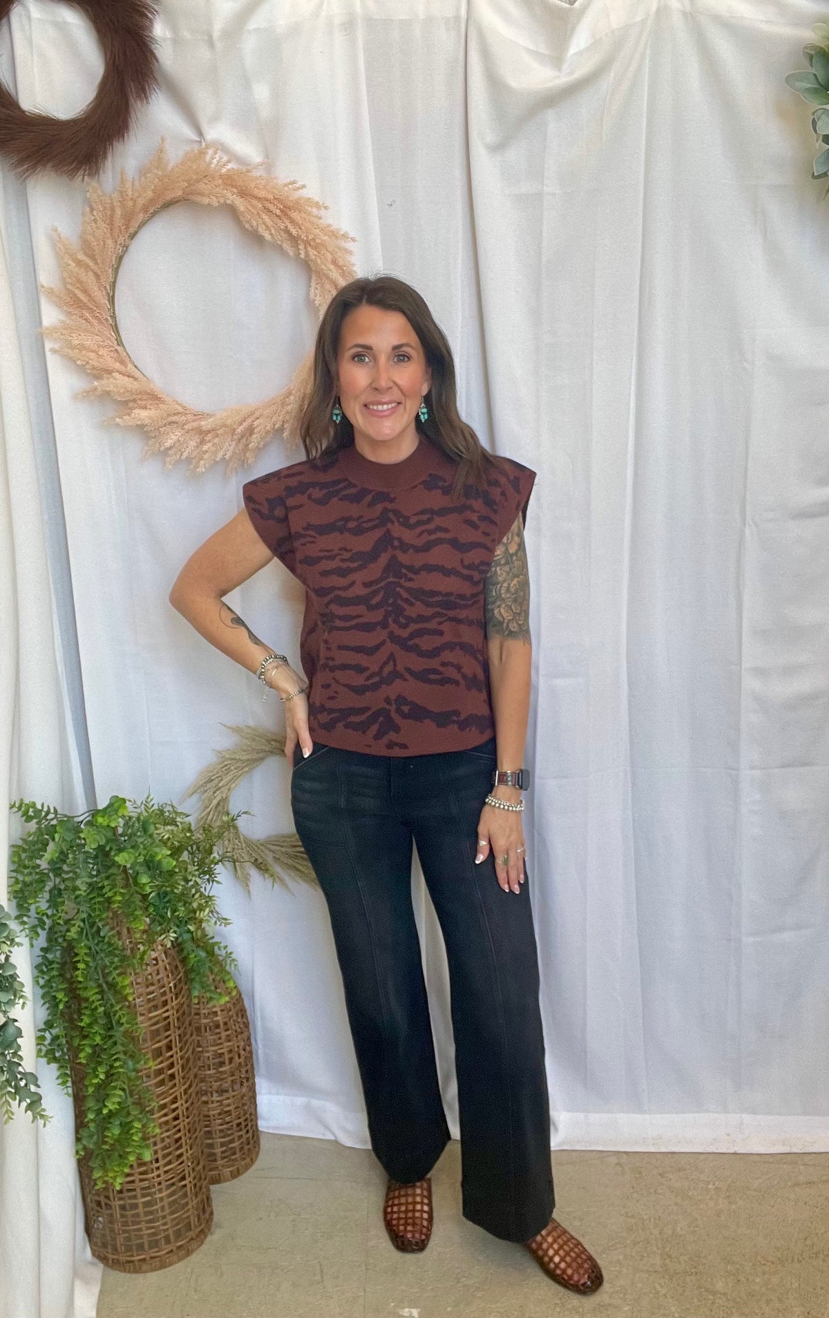 Jillian Zebra Print Sleeveless Top-Short Sleeve Tops-ENTRO-The Silo Boutique, Women's Fashion Boutique Located in Warren and Grand Forks North Dakota