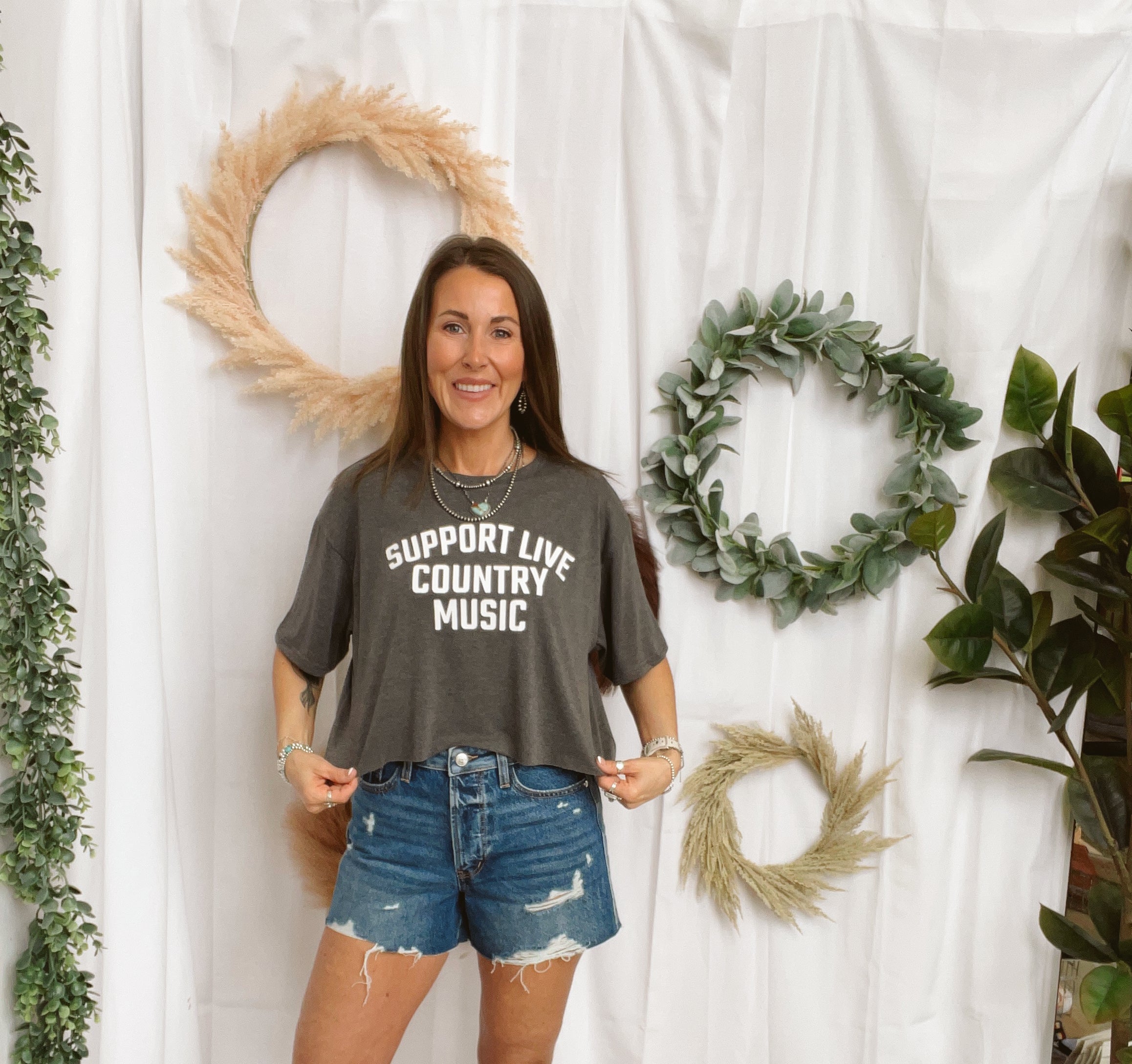 Support Live Country Music Tee-Graphic Tees-panaache-The Silo Boutique, Women's Fashion Boutique Located in Warren and Grand Forks North Dakota