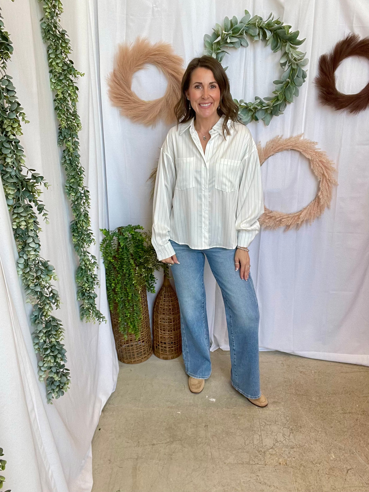 Nicole Button Down Top-White-Long Sleeve Tops-hyfve-The Silo Boutique, Women's Fashion Boutique Located in Warren and Grand Forks North Dakota