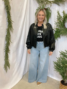 Leather Bomber Jacket-Black-Coats & Jackets-pinch-The Silo Boutique, Women's Fashion Boutique Located in Warren and Grand Forks North Dakota