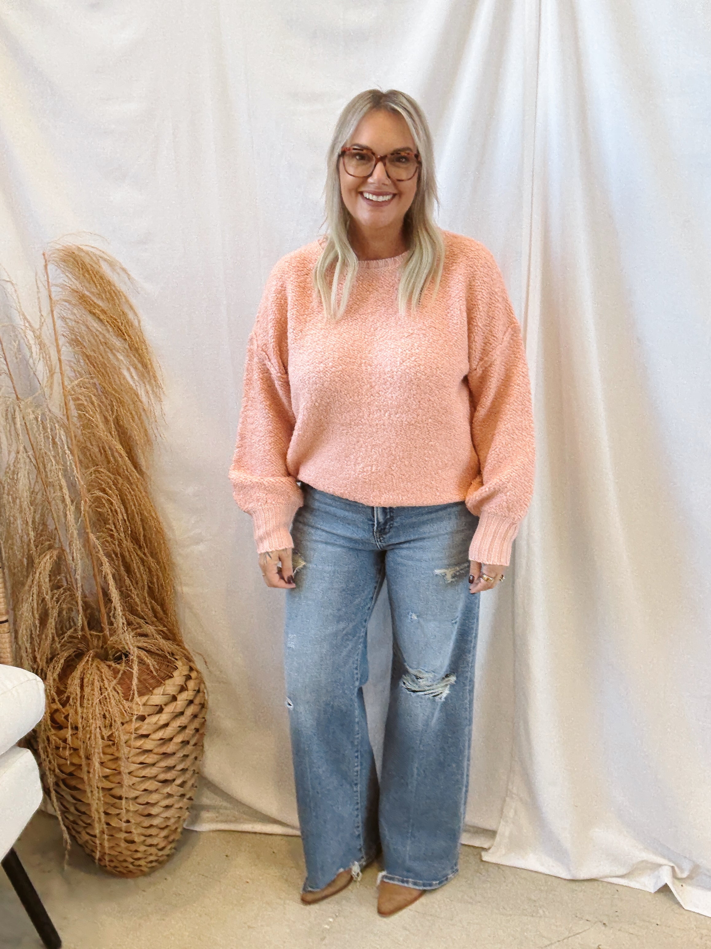 Sadie & Sage Karlie Sweater-Coral-Sweaters-sadie sage-The Silo Boutique, Women's Fashion Boutique Located in Warren and Grand Forks North Dakota