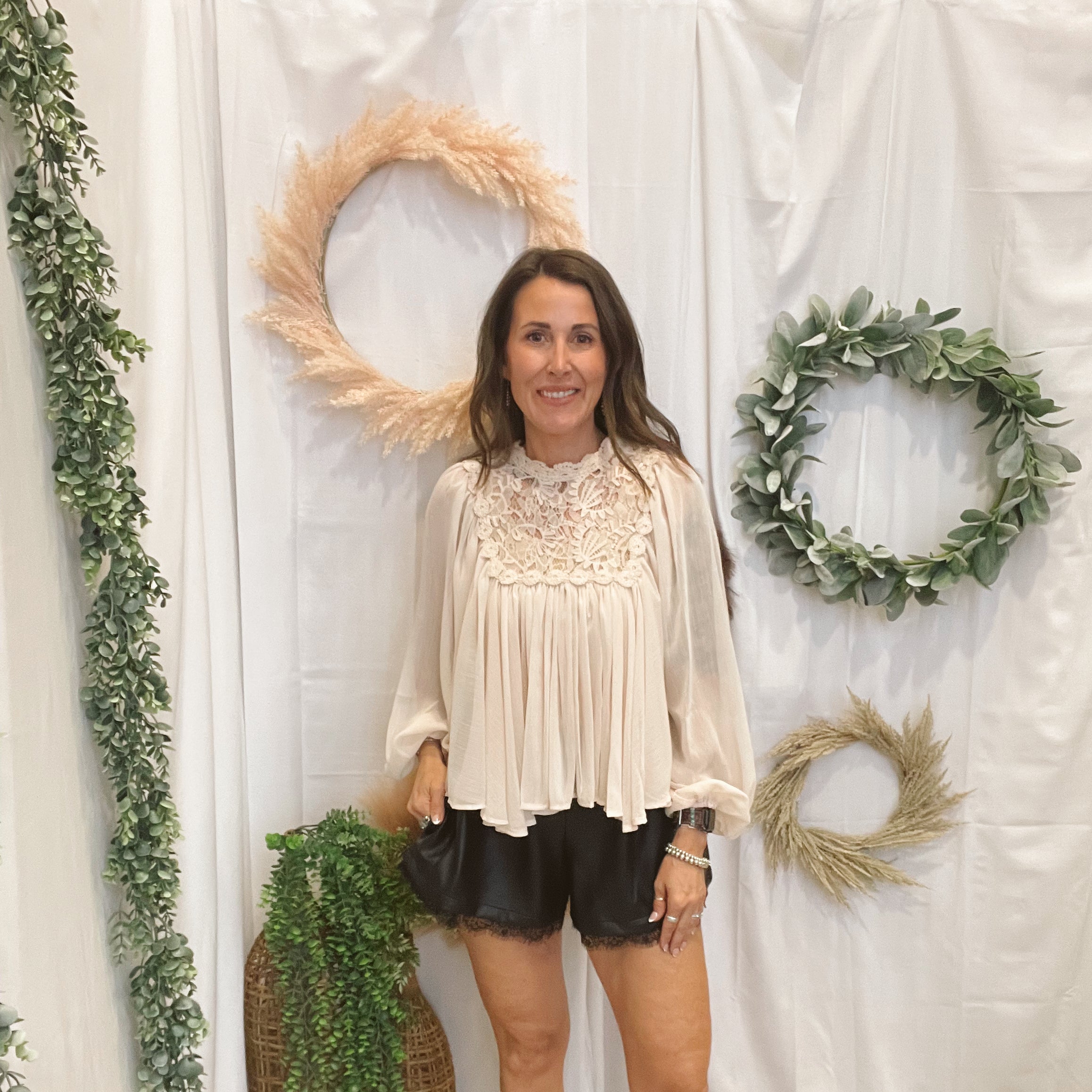 Lace and Leather Shorts-Black-Shorts-eesome-The Silo Boutique, Women's Fashion Boutique Located in Warren and Grand Forks North Dakota