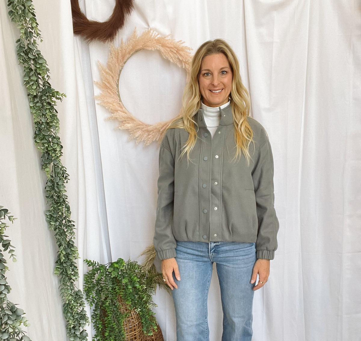 Lori Snap Button Bubble Jacket-Jade-Vests-staccato-The Silo Boutique, Women's Fashion Boutique Located in Warren and Grand Forks North Dakota