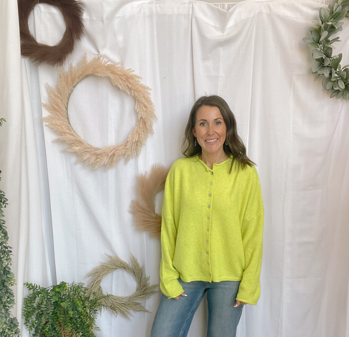 Melanie Button Down Cardigan-Lime-Cardigans-merci-The Silo Boutique, Women's Fashion Boutique Located in Warren and Grand Forks North Dakota
