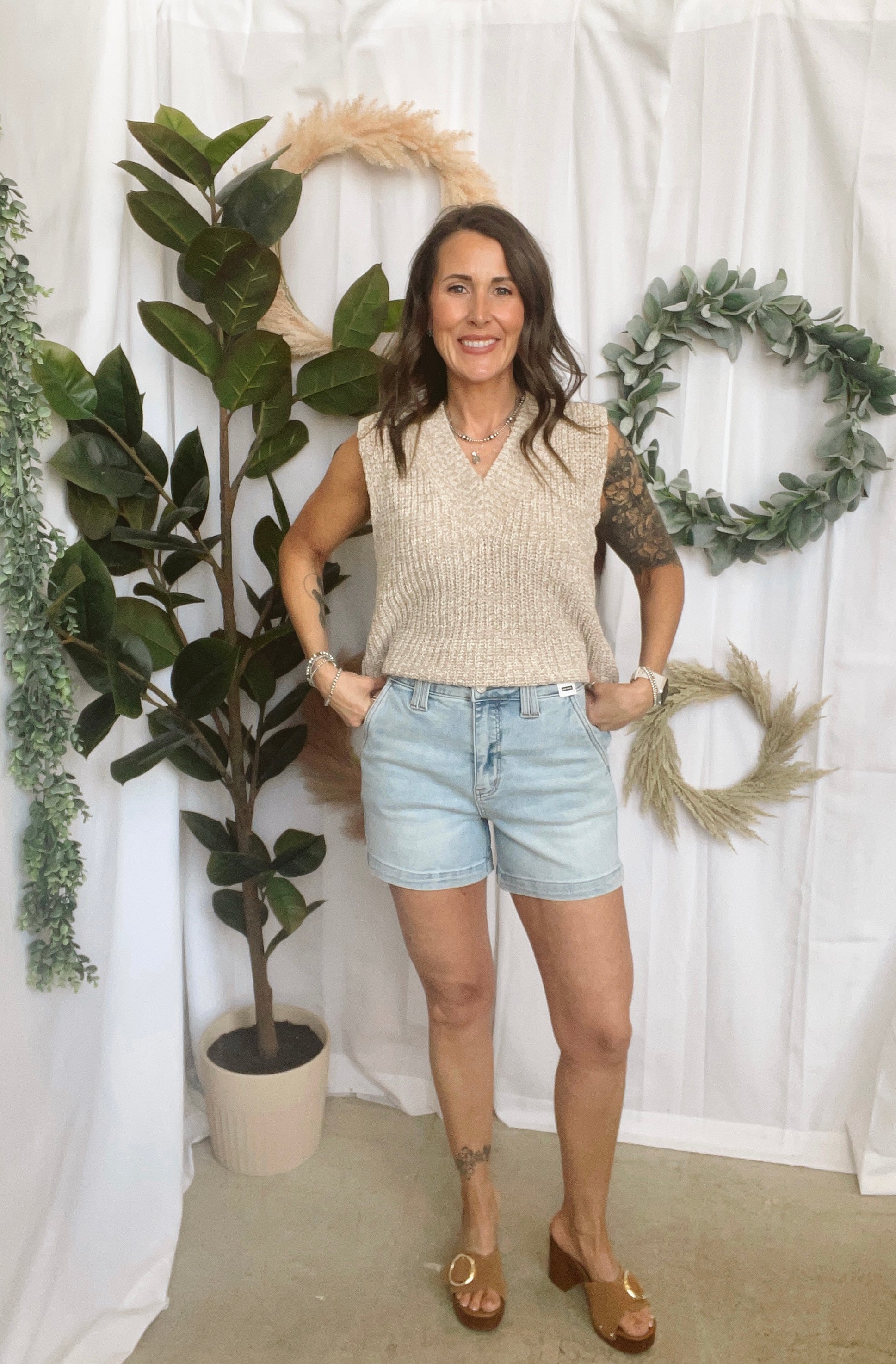 Judy Blue Light Wash Trouser Denim Shorts-Shorts-judy blue-The Silo Boutique, Women's Fashion Boutique Located in Warren and Grand Forks North Dakota