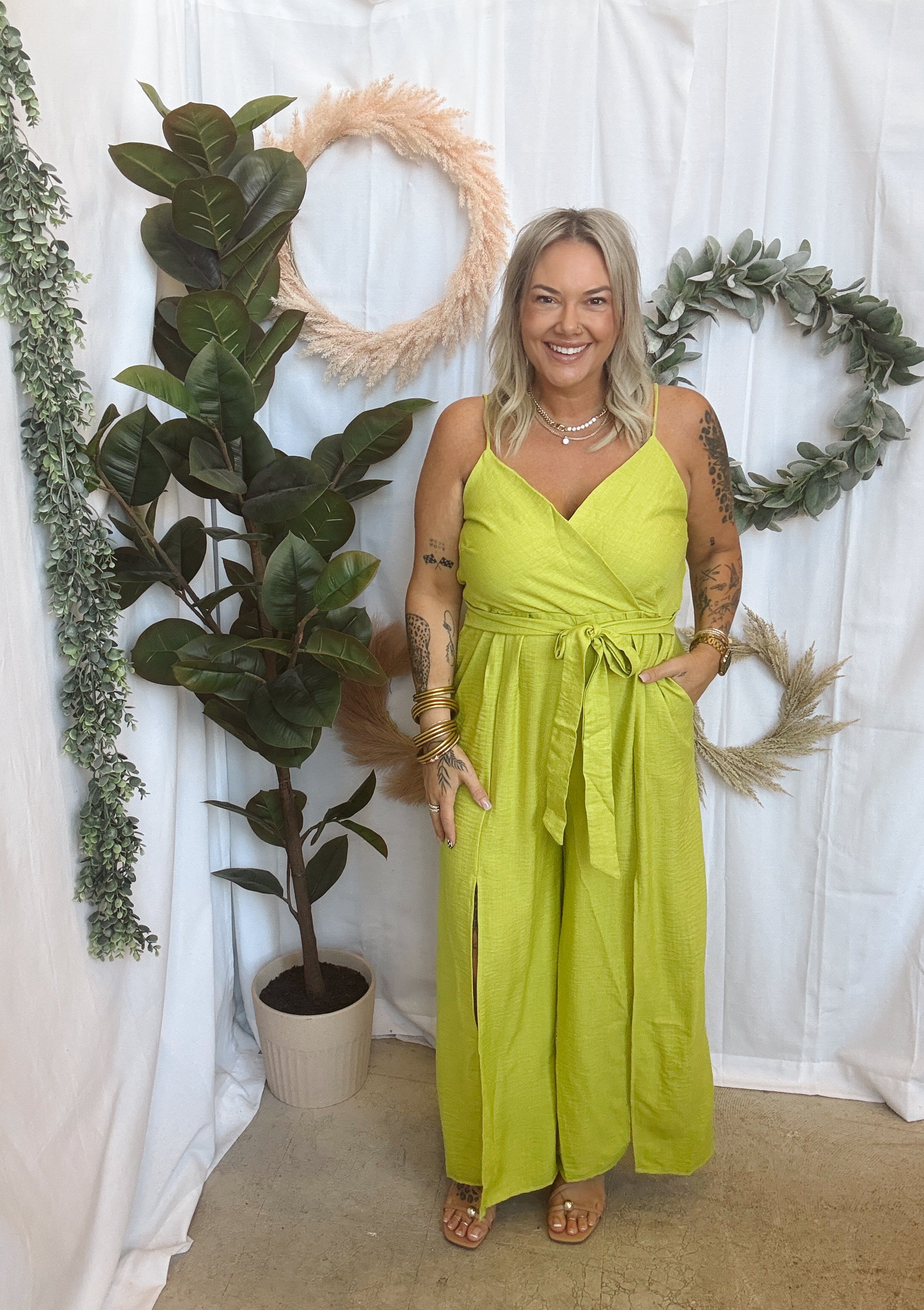 Jade Lime Jumpsuit-Final sale-Jumpsuits & Rompers-jade by jane-The Silo Boutique, Women's Fashion Boutique Located in Warren and Grand Forks North Dakota