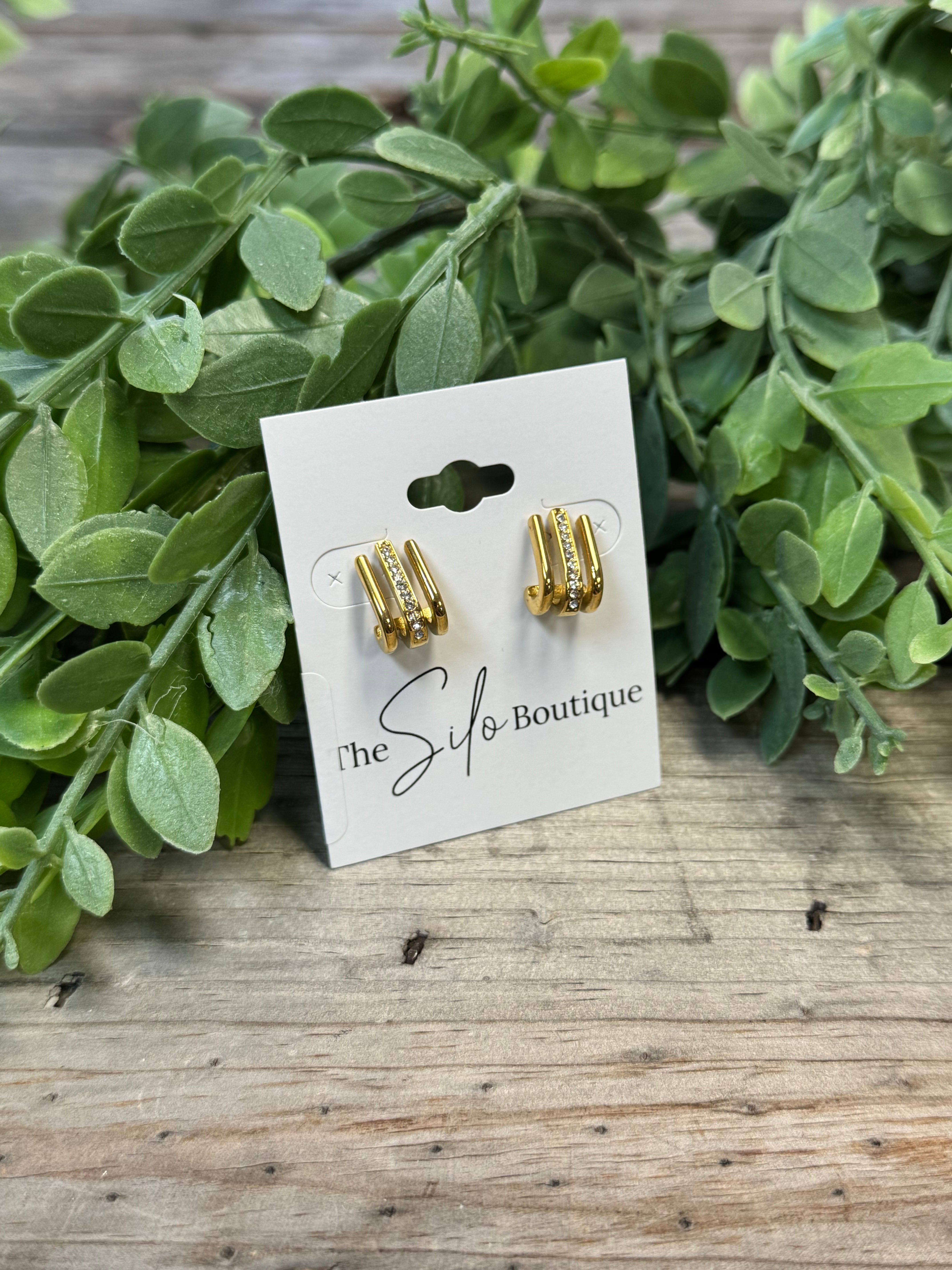 M & S Triple Huggie Earrings-Earrings-mila and stevie-The Silo Boutique, Women's Fashion Boutique Located in Warren and Grand Forks North Dakota