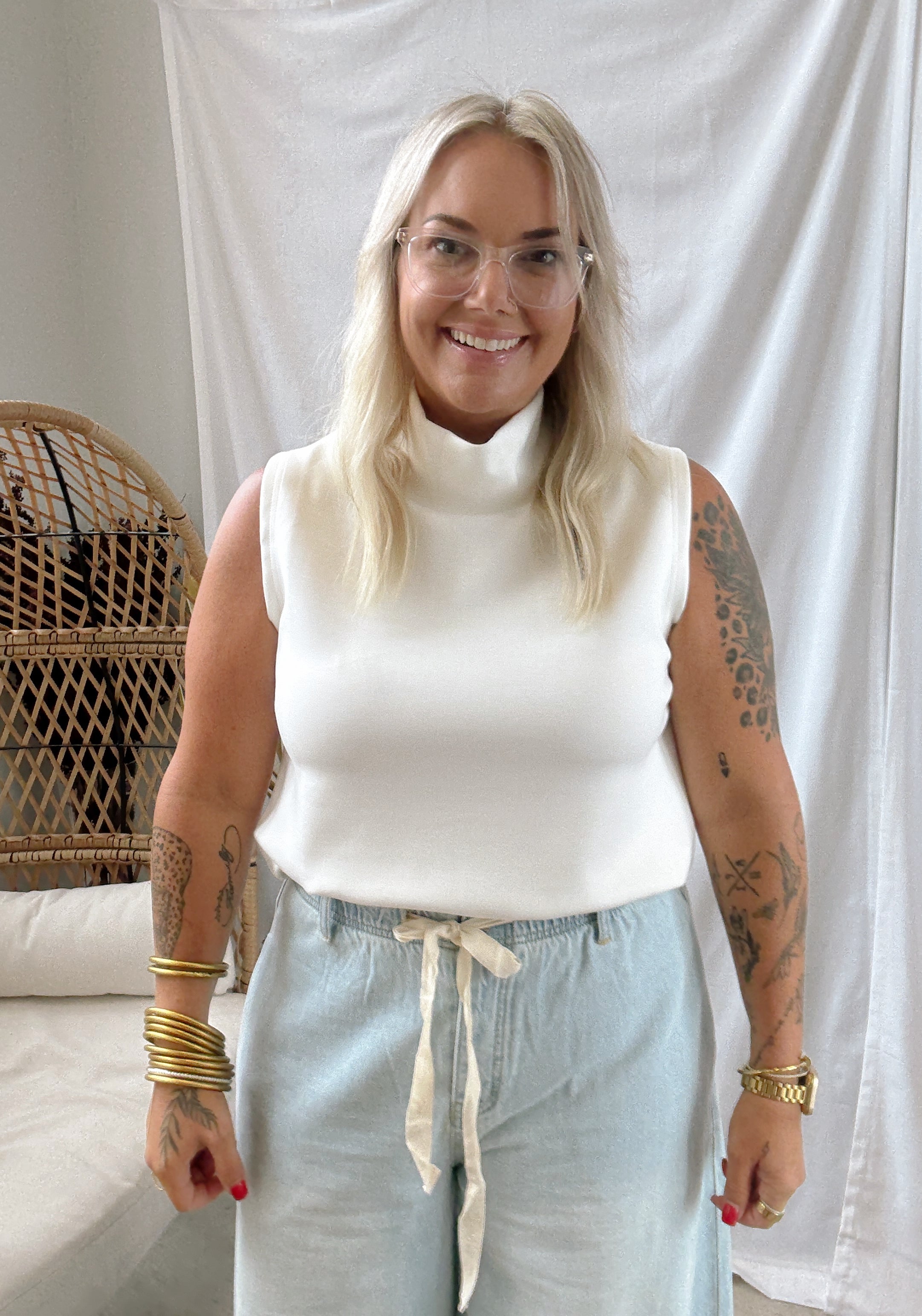 P Cill Cowl Tank Top-Cream-Tank Tops-p cill-The Silo Boutique, Women's Fashion Boutique Located in Warren and Grand Forks North Dakota