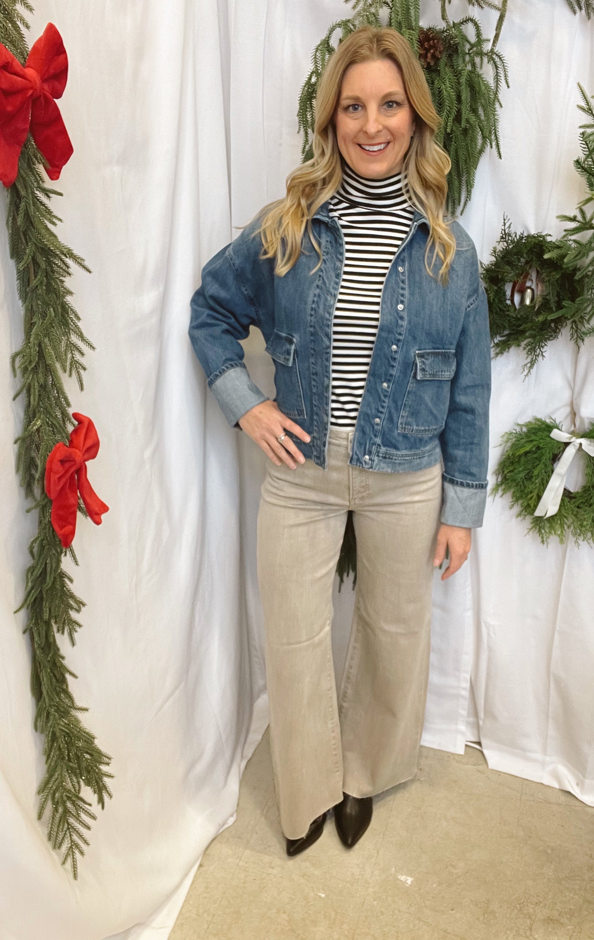 Risen Lurex Taupe Jeans-Jeans-risen-The Silo Boutique, Women's Fashion Boutique Located in Warren and Grand Forks North Dakota