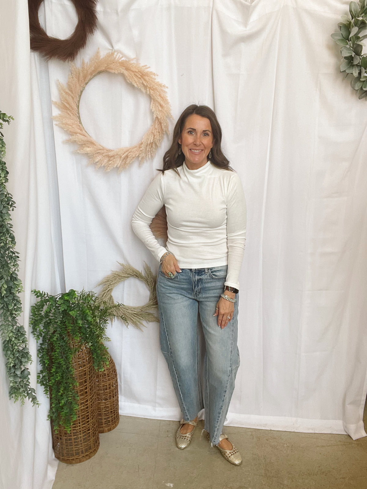 Amy Mock Neck Top-White-Long Sleeve Tops-hyfve-The Silo Boutique, Women's Fashion Boutique Located in Warren and Grand Forks North Dakota
