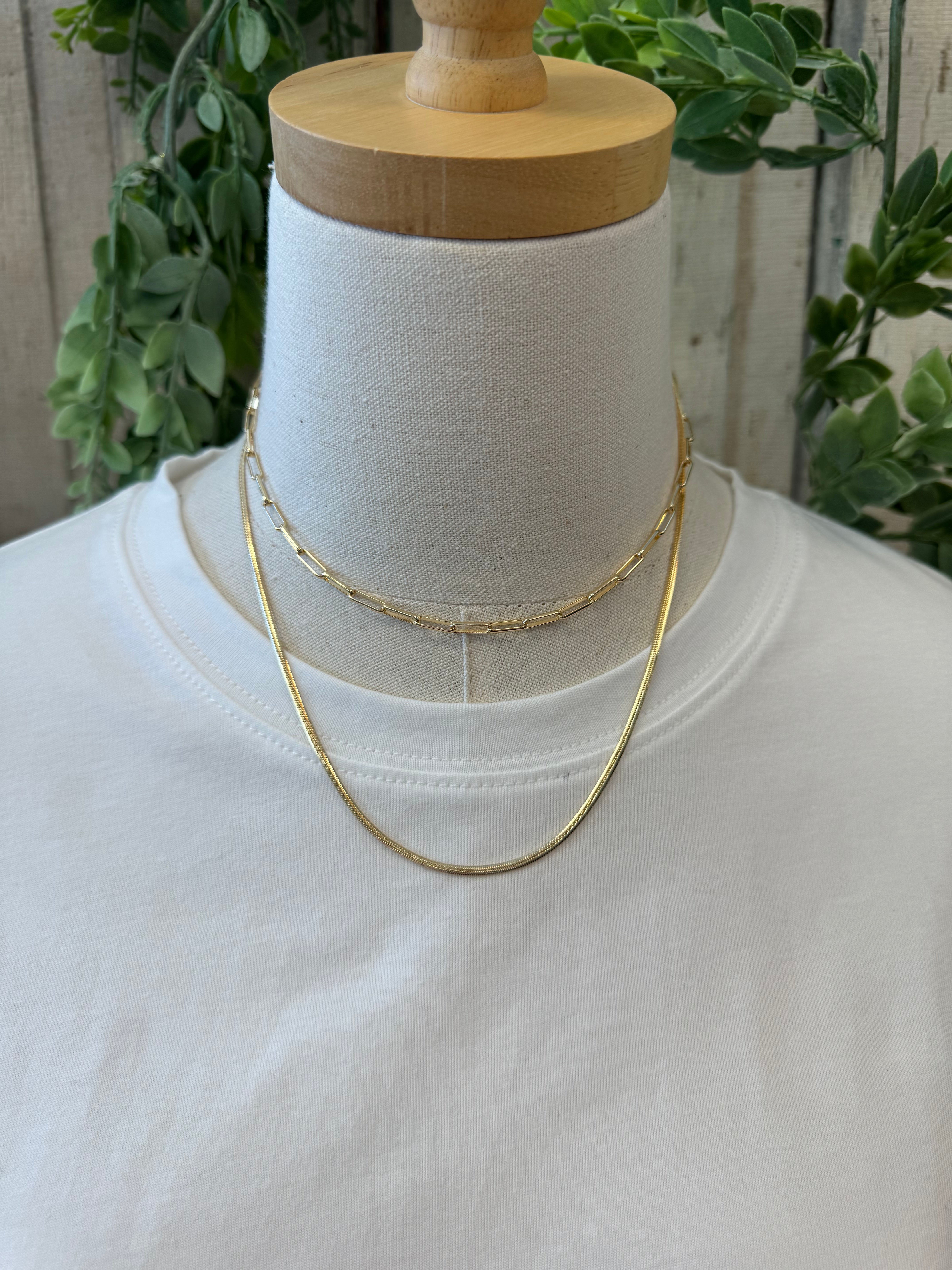 Rose Paper Clip Layered Necklace-Necklaces-fame-The Silo Boutique, Women's Fashion Boutique Located in Warren and Grand Forks North Dakota