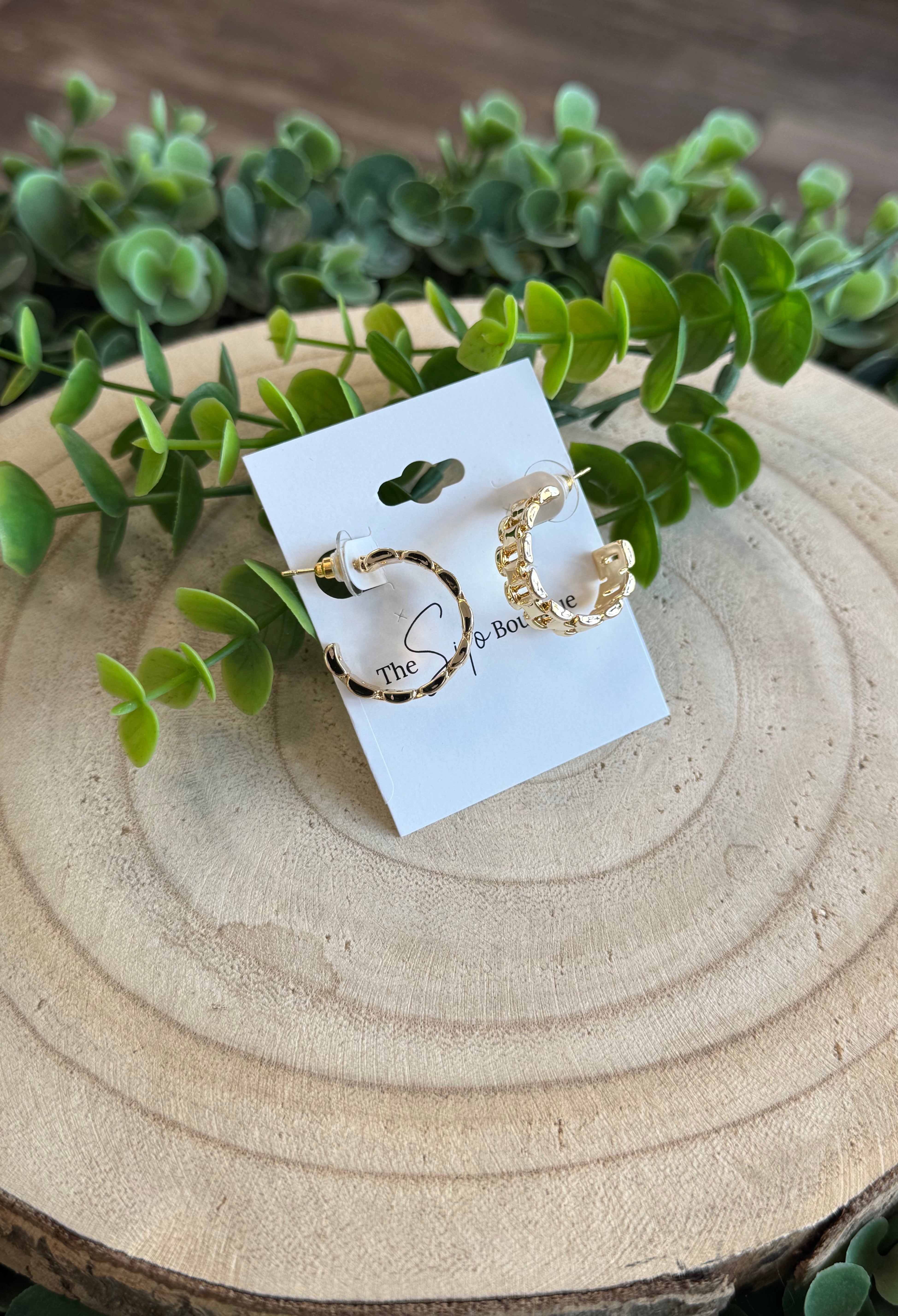 Gold Watch Hoop Earrings-Earrings-Fame-The Silo Boutique, Women's Fashion Boutique Located in Warren and Grand Forks North Dakota